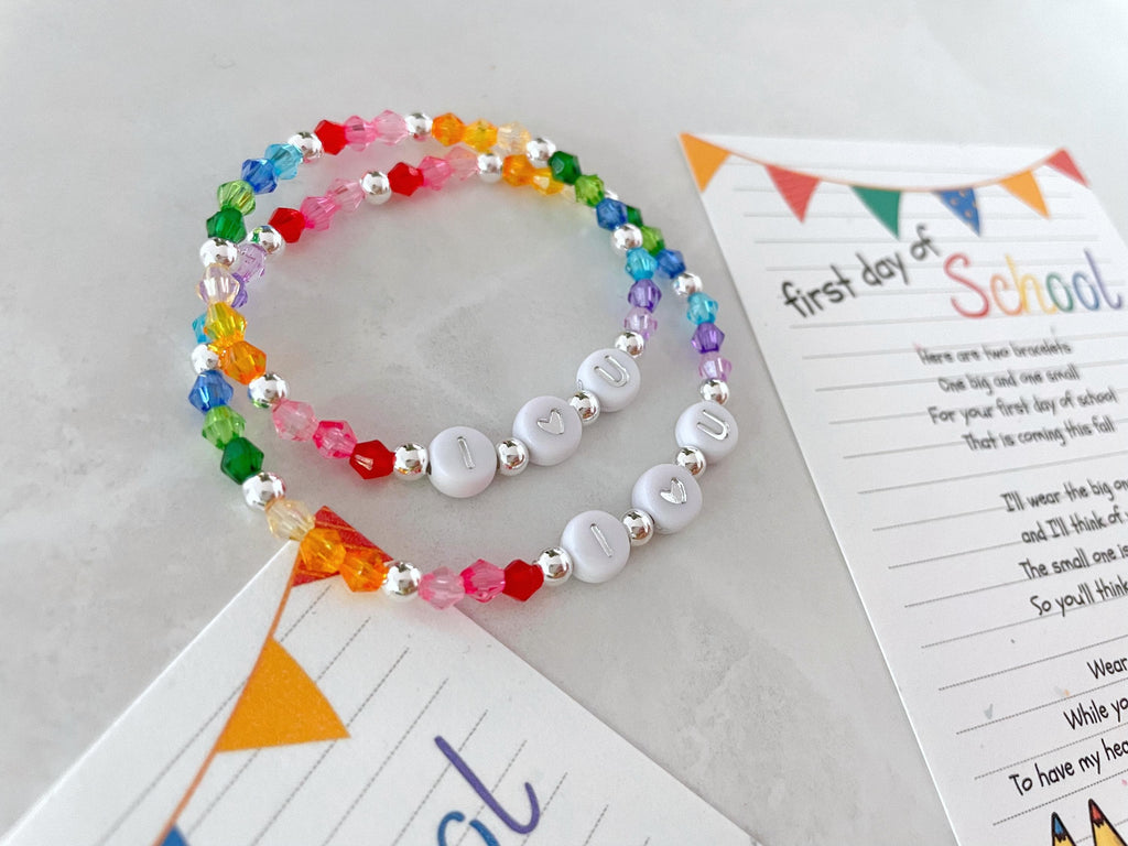 first day of school bracelet set | kindergarten bracelet | mommy and me bracelet | rainbow bracelet | preschool bracelet | kids bracelet