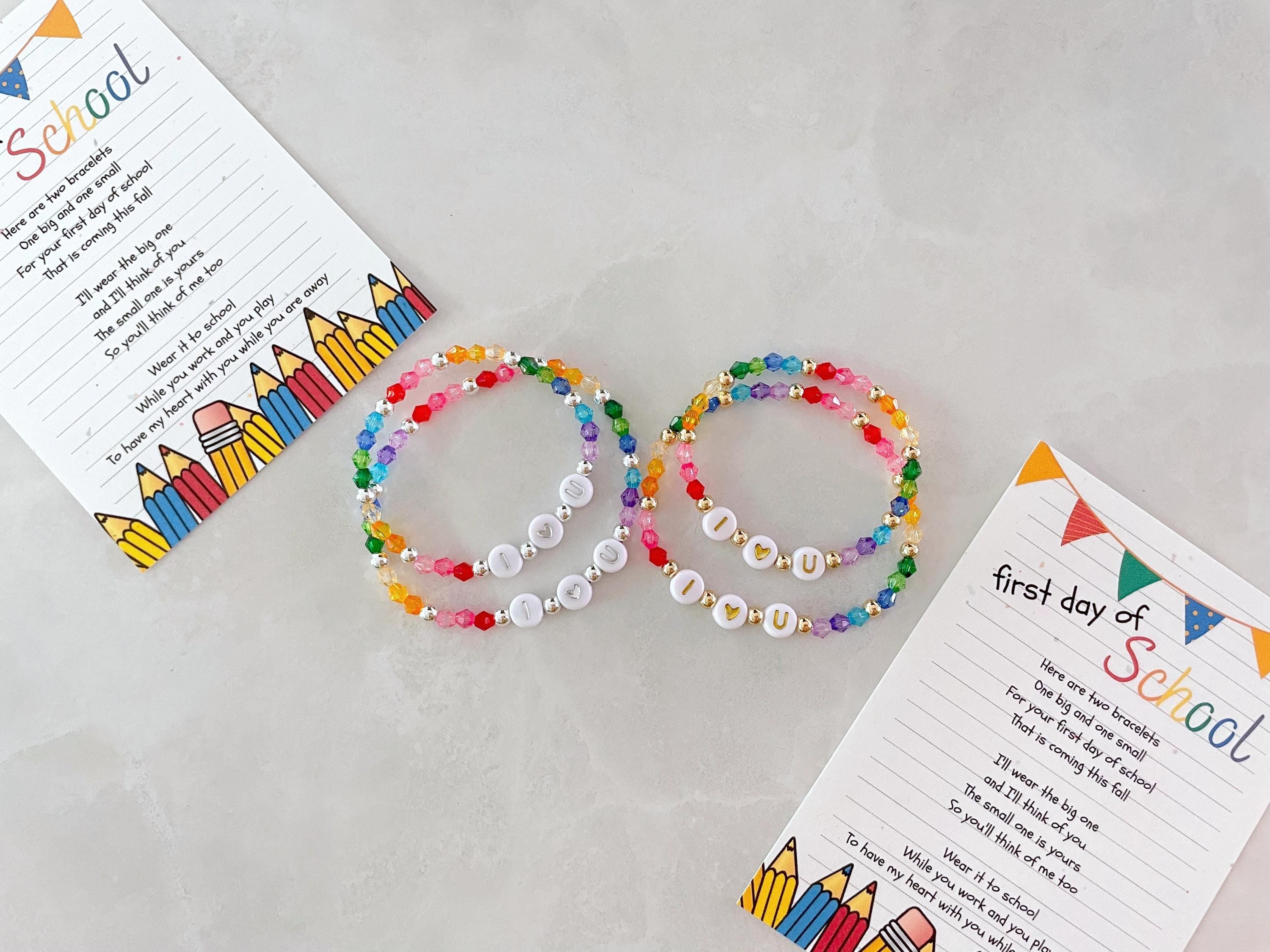 first day of school bracelet set | kindergarten bracelet | mommy and me bracelet | rainbow bracelet | preschool bracelet | kids bracelet