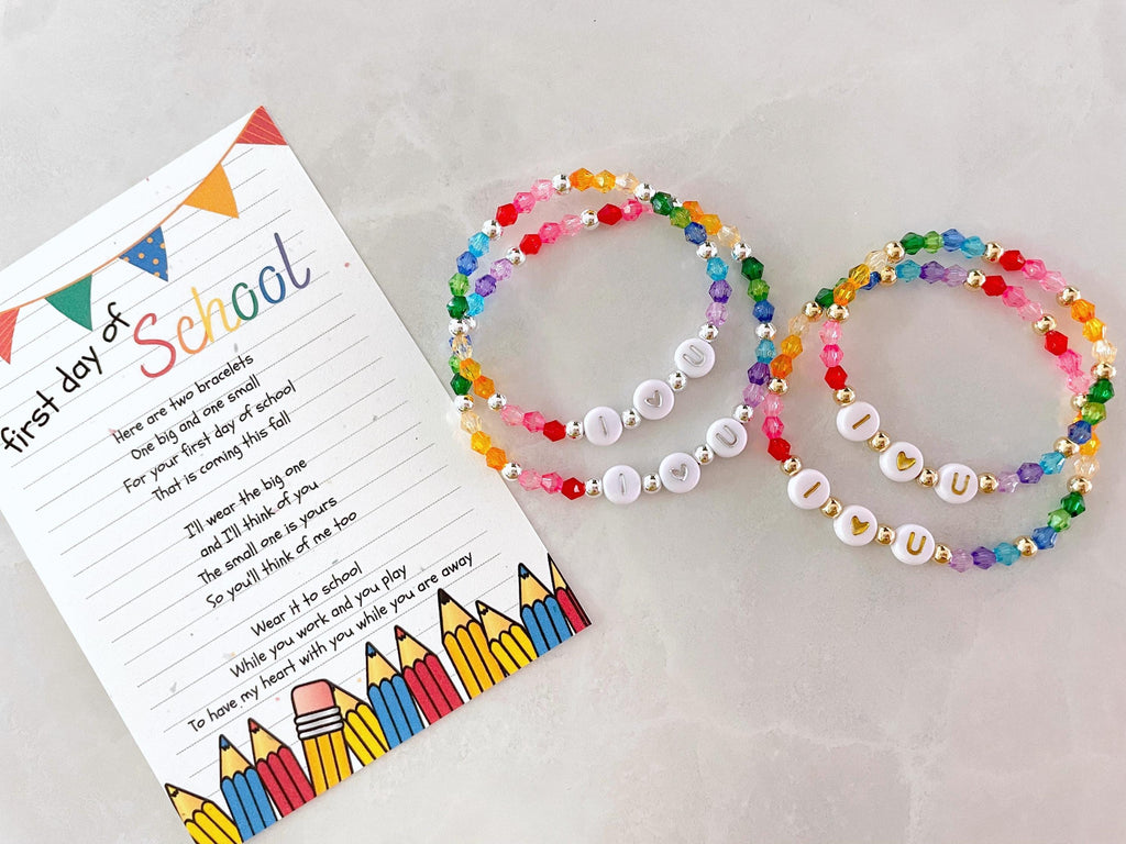first day of school bracelet set | kindergarten bracelet | mommy and me bracelet | rainbow bracelet | preschool bracelet | kids bracelet