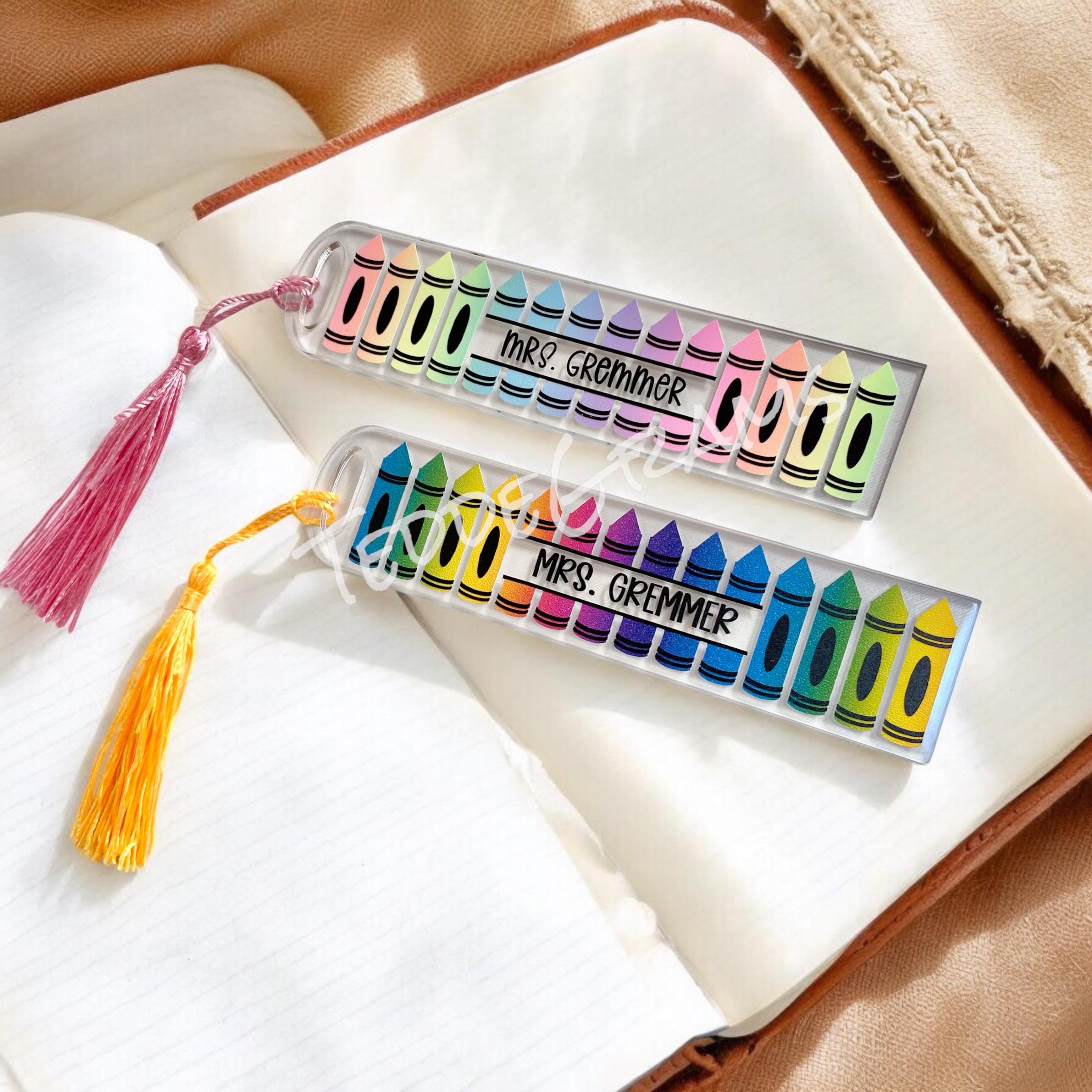 Personalized Teacher Bookmark Gift, End of Year Gift, Crayon Bookmark, Personalized, Christmas Teacher Gift, Teacher Appreciation Gift