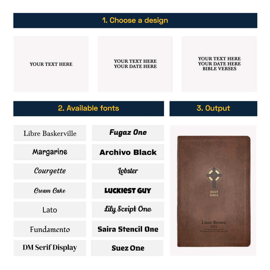 Personalized NRSV Bible New Revised Standard Version Catholic Edition, Catholic Bible, Brown Faux Leather Custom Bible Cover, Baptism Gift