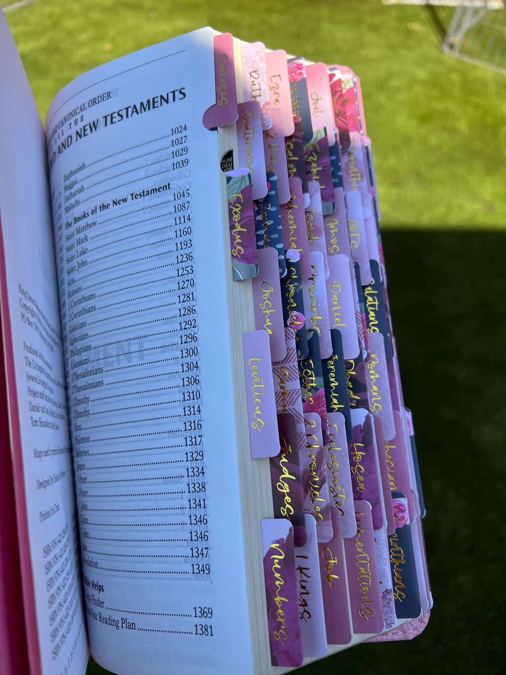 Beautiful KJV Pink LeatherSoft Giant Print Bible with Rose Tabs