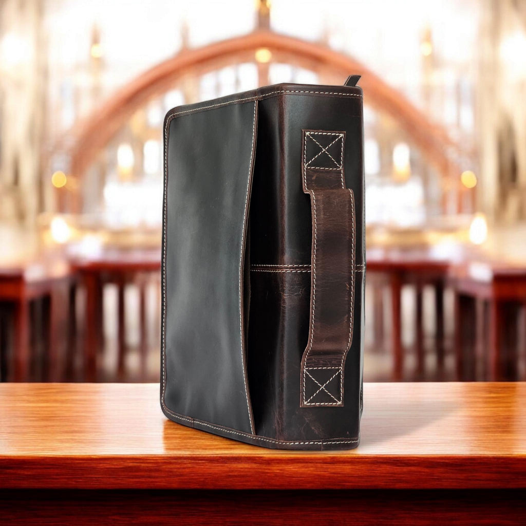 Personalized Leather Bible Cover, Religious Gifts, Engraved Bible Cover Zipper, Bible Cover with Handle, Bible Case, Monogrammed Bible Cover
