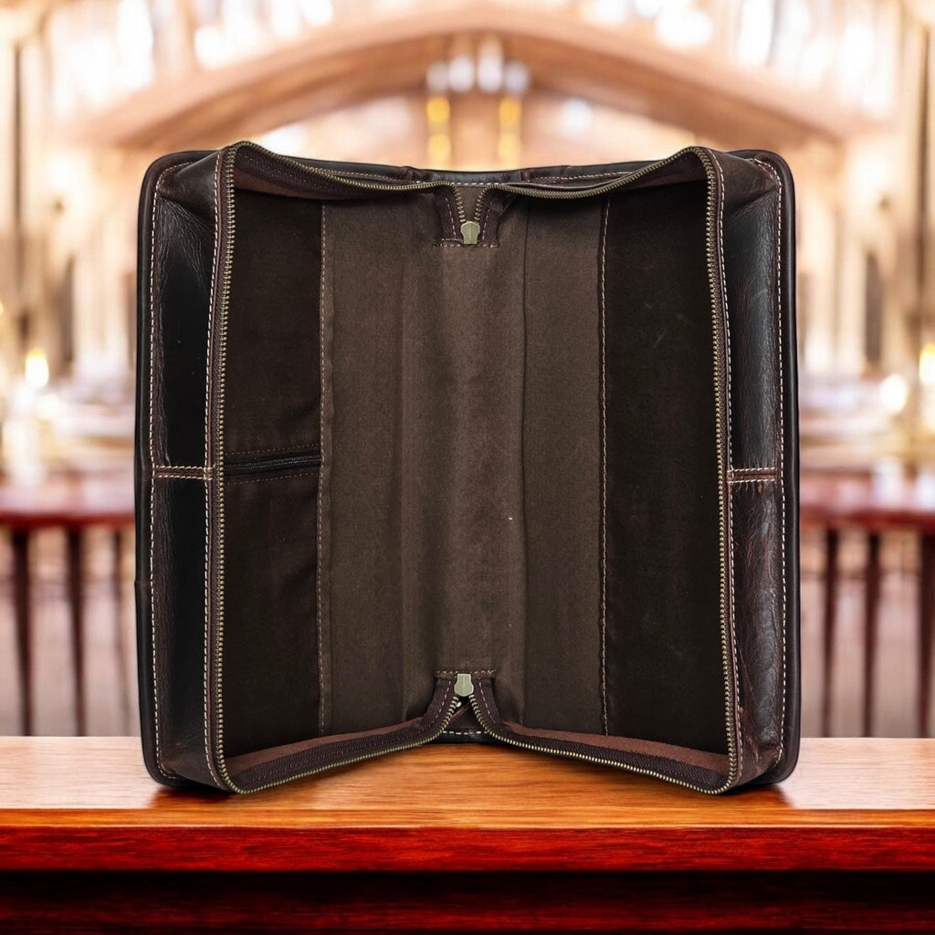 Personalized Leather Bible Cover, Religious Gifts, Engraved Bible Cover Zipper, Bible Cover with Handle, Bible Case, Monogrammed Bible Cover
