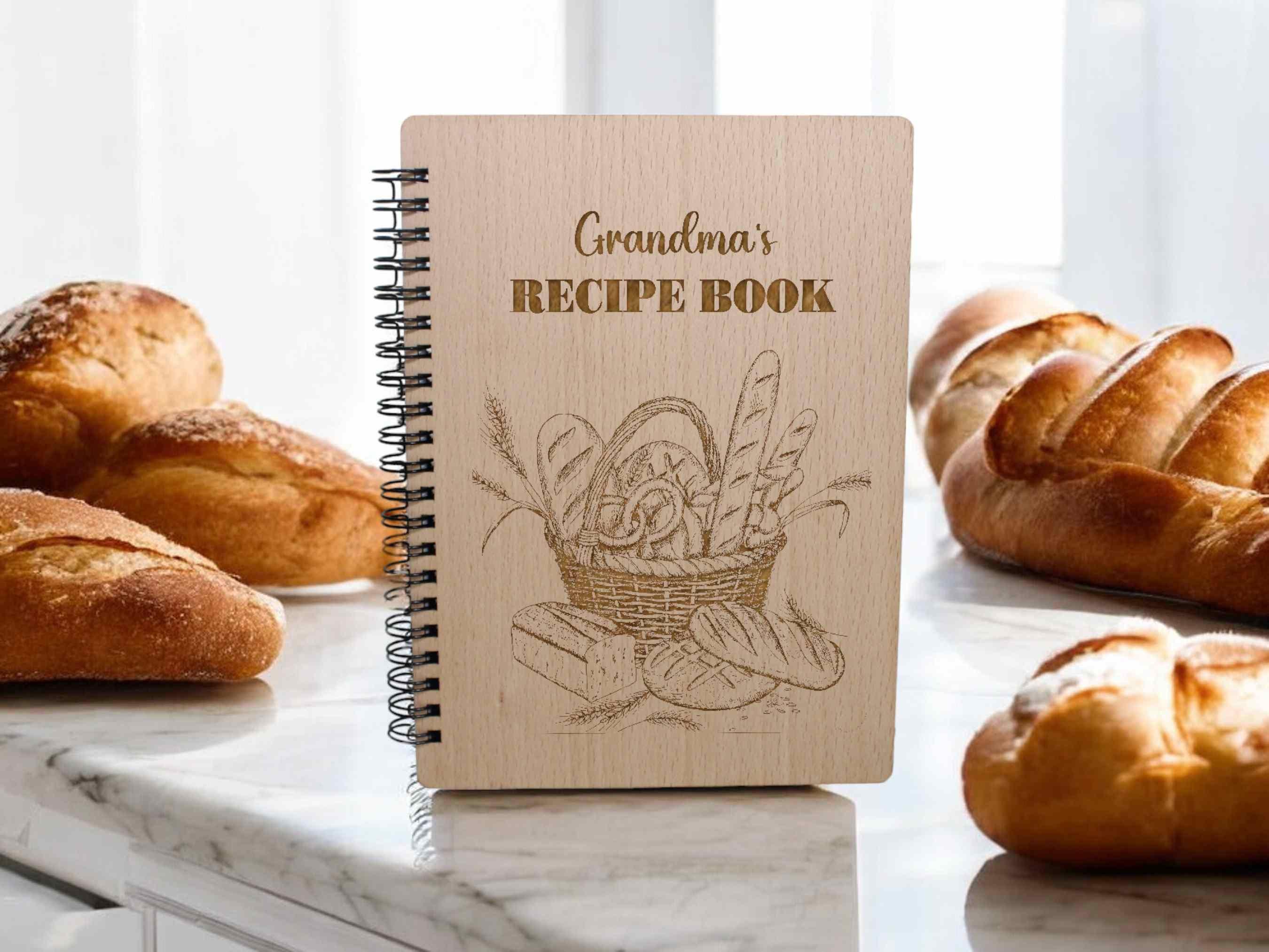 Personalized Wood Recipe Spiral Notebook Birthday Gift for Her Custom CookBook Personalzied Recipe Book Wooden Spiral Notebook Cooking Gift