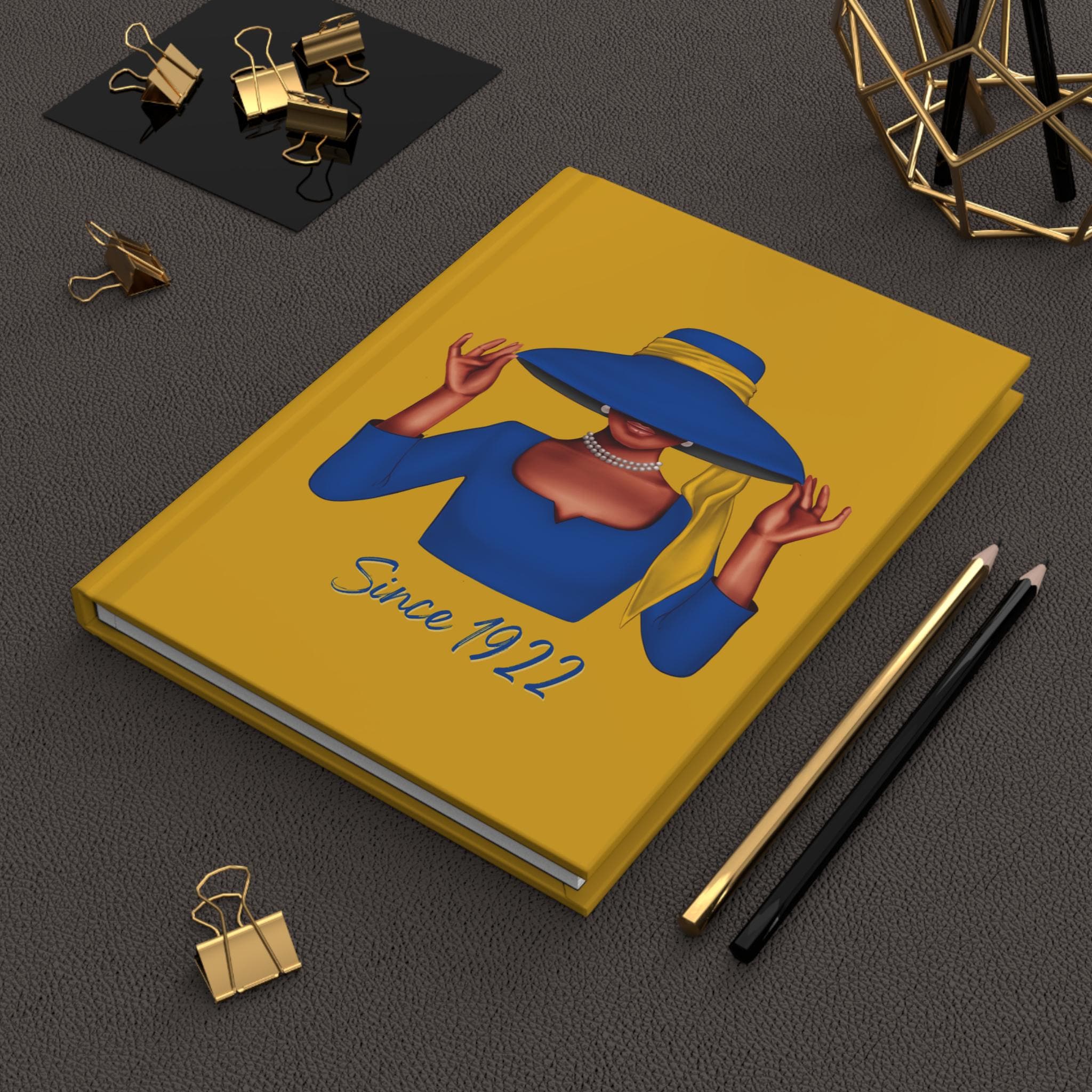Since 1922 Soror (Blue Dress) Hardcover Journal Matte | Diary | Blue and Gold | 1922 | SGRho Inspired | Sorority Gifts