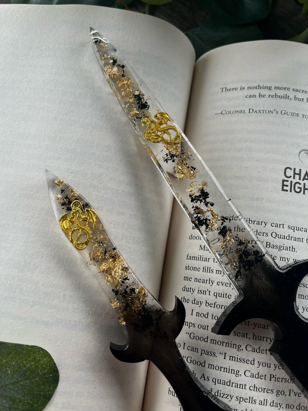 Fourth Wing Inspired Resin Dagger Gold Dragon BookLover Gift Handmade Gifts Bookshelf Decor Bookish Merch Bookworm Decor Dragons