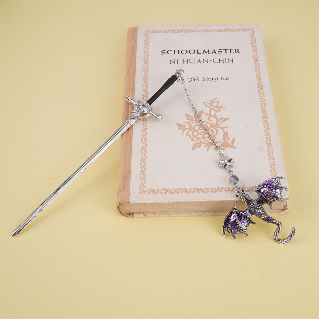 Dragon Sword Fantasy Bookmark  Birthday Gifts for Readers Book Lover Silver Metal Charm Bookmarks Unique Gift For Women Men Bookish