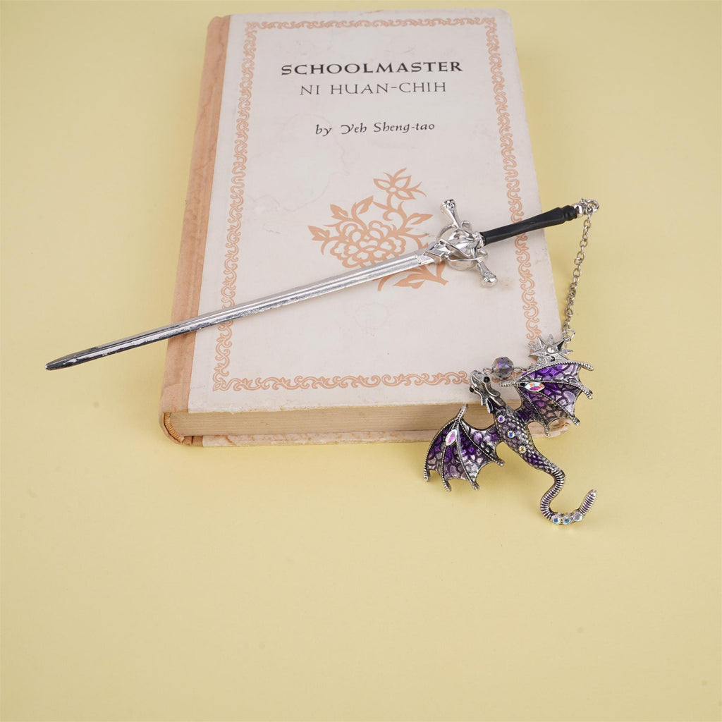 Dragon Sword Fantasy Bookmark  Birthday Gifts for Readers Book Lover Silver Metal Charm Bookmarks Unique Gift For Women Men Bookish
