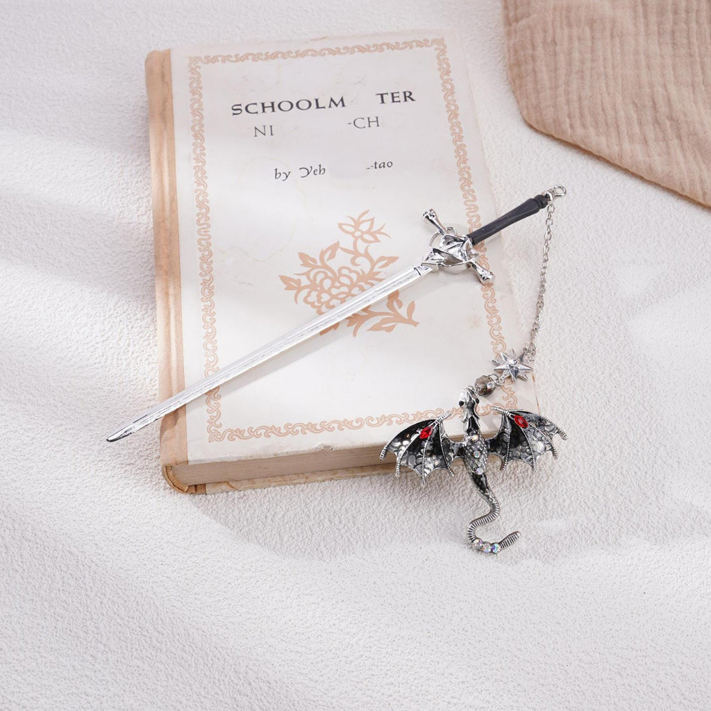 Sword Dragon Bookmark Birthday Gifts for Book Lover Reader Fantasy Bookworm Silver Gold Metal Charm Anniversary Gift Bookish Accessories
