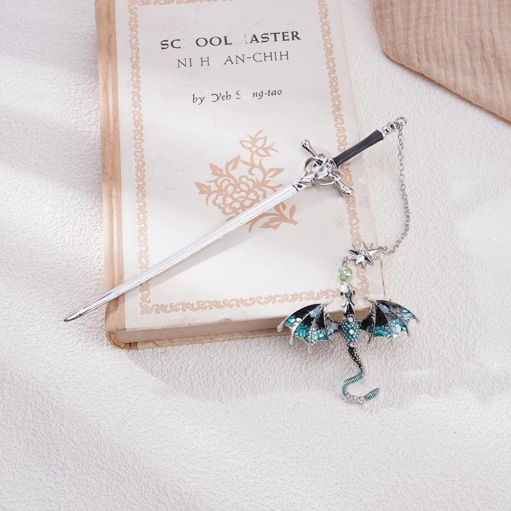 Sword Dragon Bookmark Birthday Gifts for Book Lover Reader Fantasy Bookworm Silver Gold Metal Charm Anniversary Gift Bookish Accessories