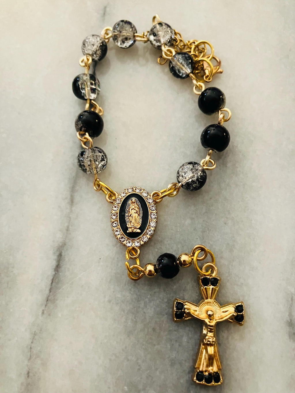 Religious Gift Idea Handmade One Decade Car Rosary for rearview mirror