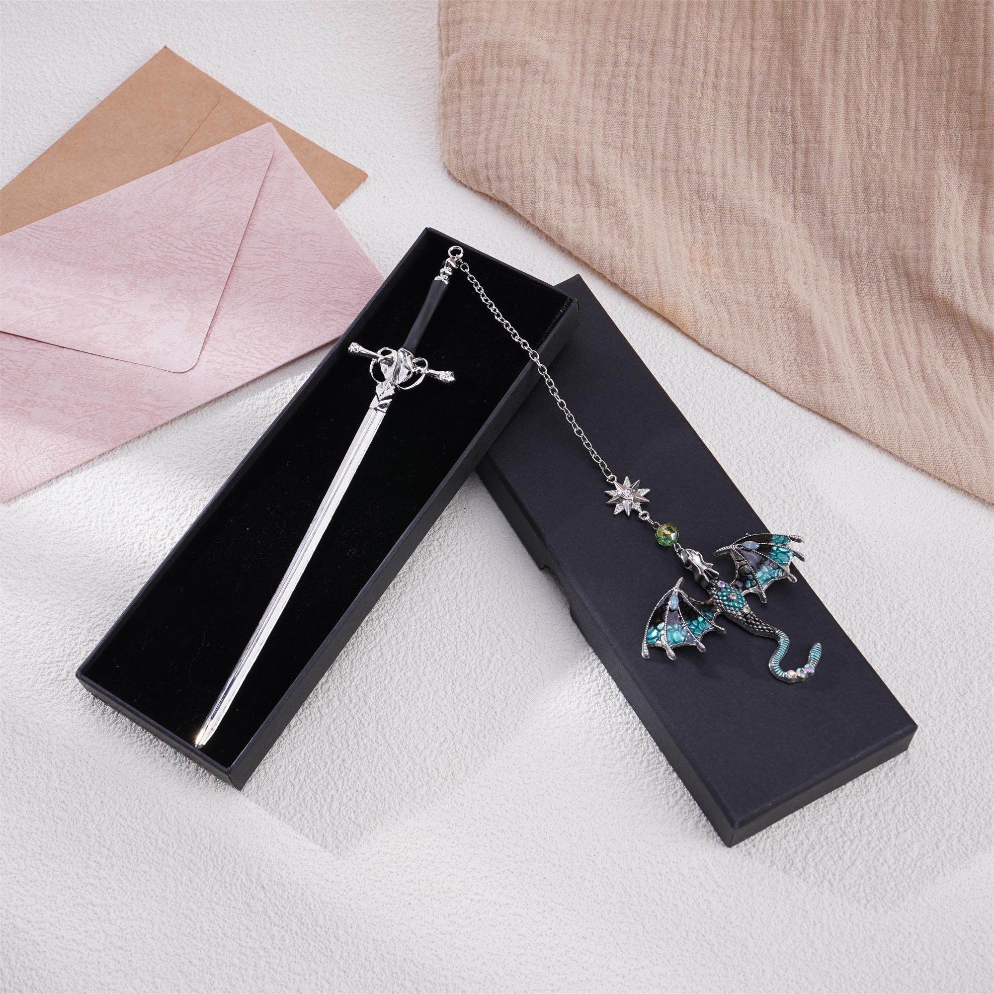 Sword Dragon Bookmark Birthday Gifts for Book Lover Reader Fantasy Bookworm Silver Gold Metal Charm Anniversary Gift Bookish Accessories