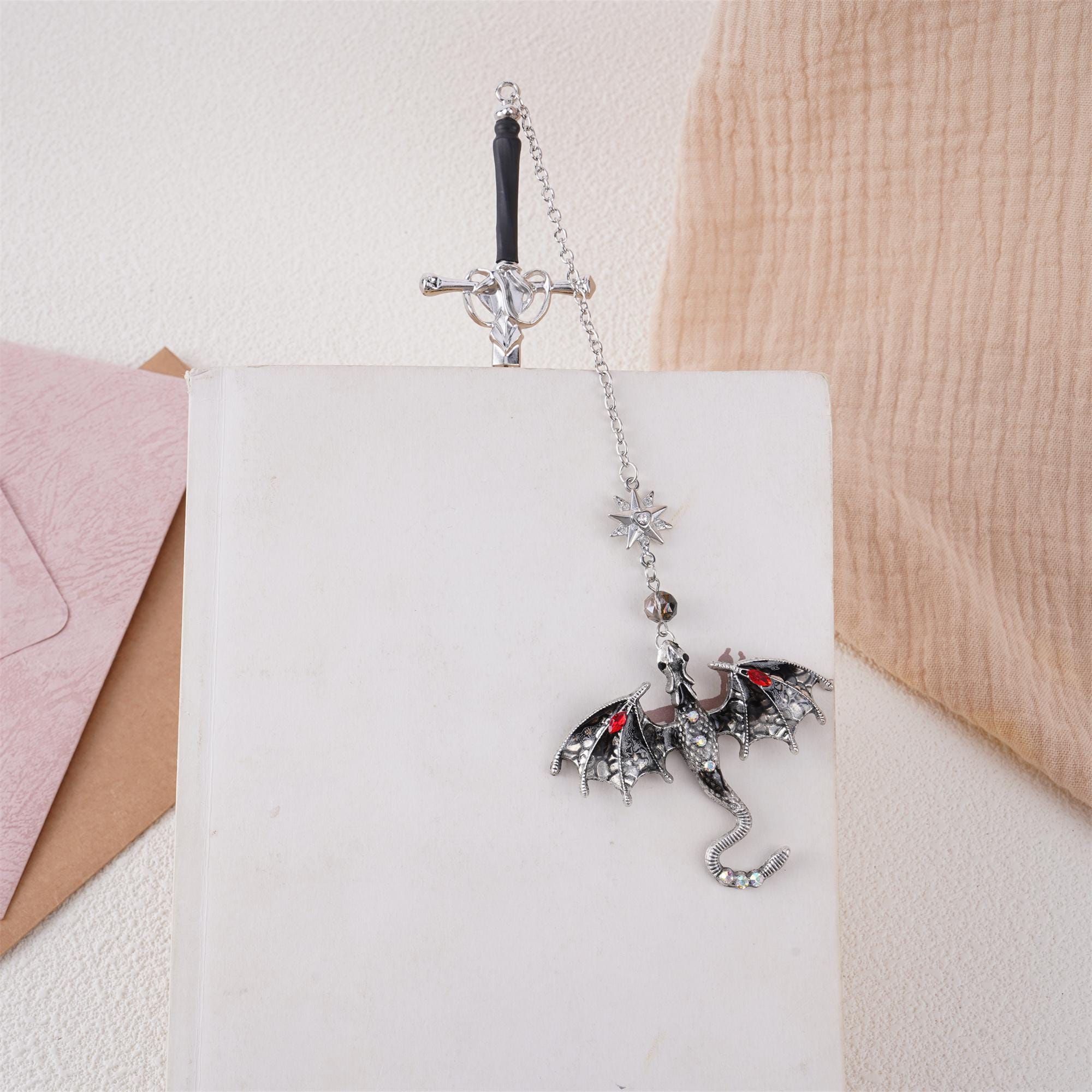 Sword Dragon Bookmark Birthday Gifts for Book Lover Reader Fantasy Bookworm Silver Gold Metal Charm Anniversary Gift Bookish Accessories