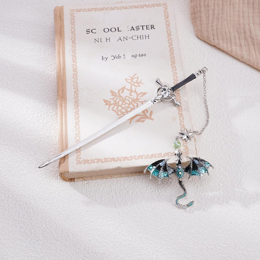 Dragon Sword Fantasy Bookmark  Birthday Gifts for Readers Book Lover Silver Metal Charm Bookmarks Unique Gift For Women Men Bookish