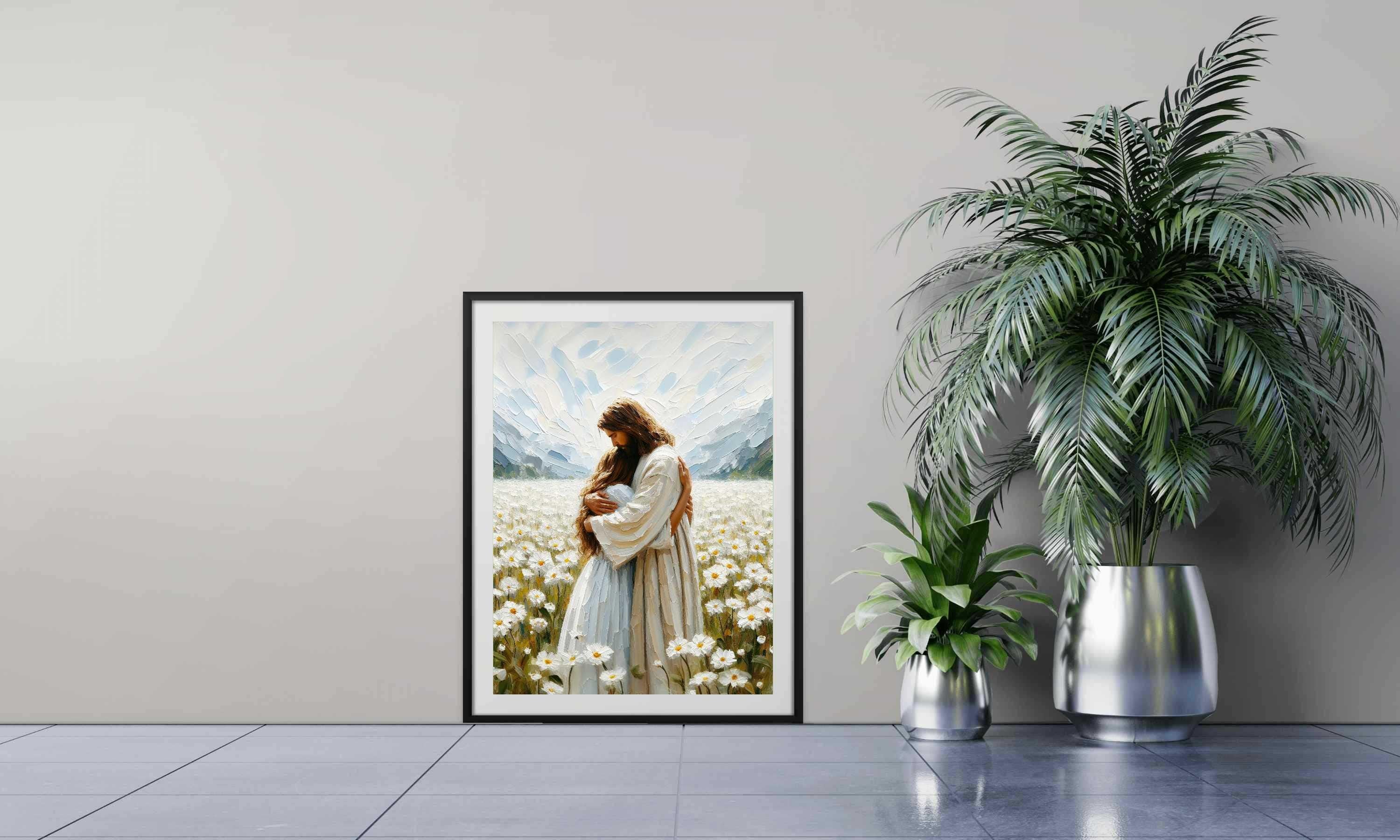 His Love, Christian Wall Art, Jesus Hugging Woman, Jesus Art, LDS Prints, Bible Art, Jesus with Woman, Jesus Wall Art, Christian Printable