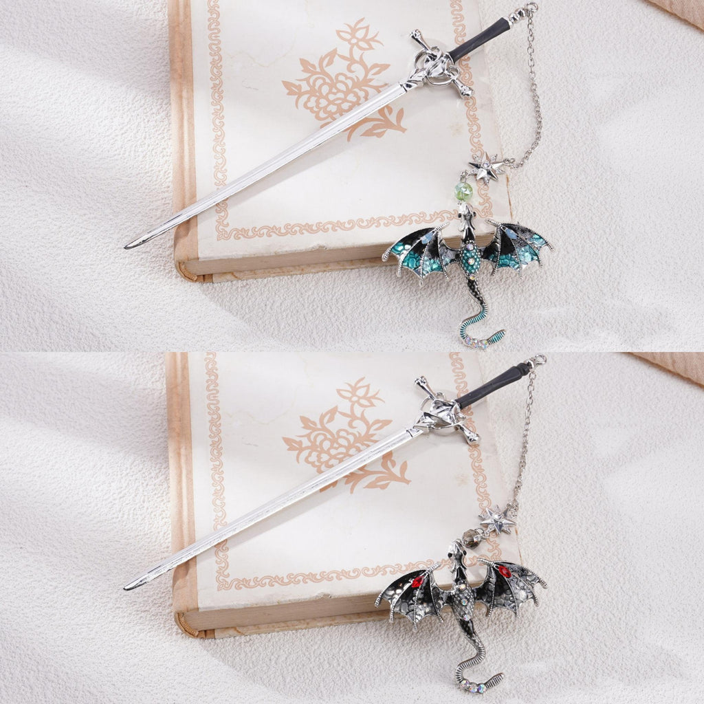 Dragon Sword Fantasy Bookmark  Birthday Gifts for Readers Book Lover Silver Metal Charm Bookmarks Unique Gift For Women Men Bookish