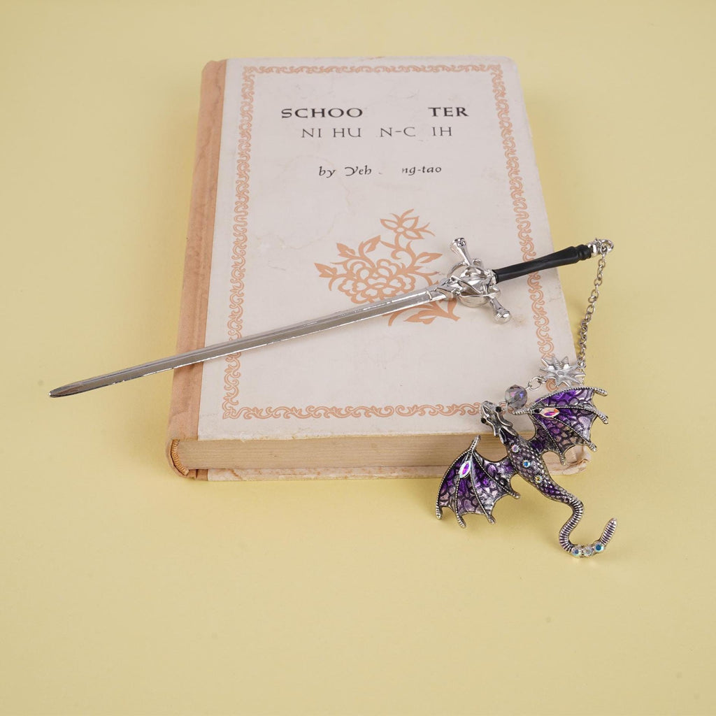 Sword Dragon Bookmark Birthday Gifts for Book Lover Reader Fantasy Bookworm Silver Gold Metal Charm Anniversary Gift Bookish Accessories