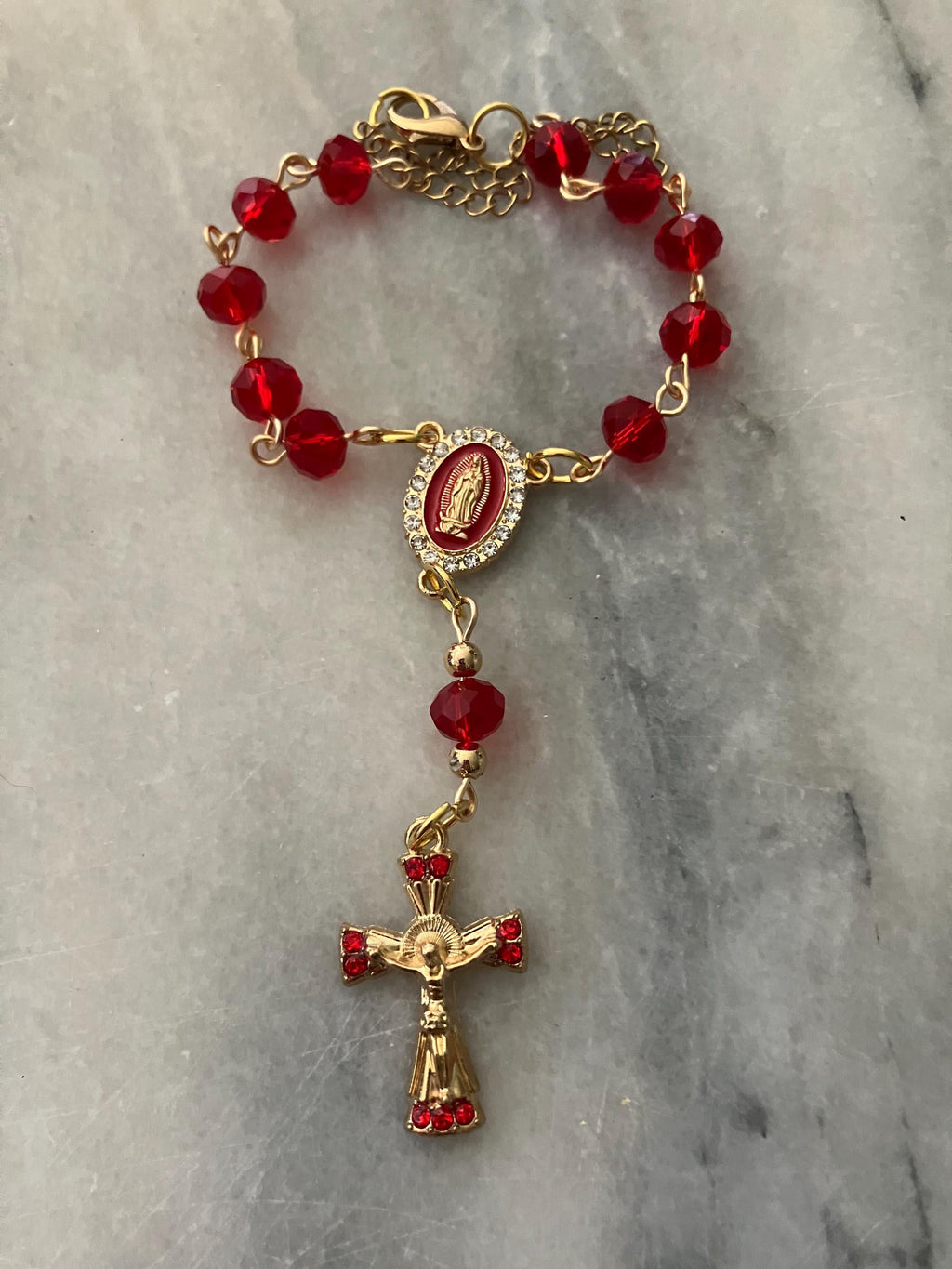 Religious Gift Idea Handmade One Decade Car Rosary for rearview mirror