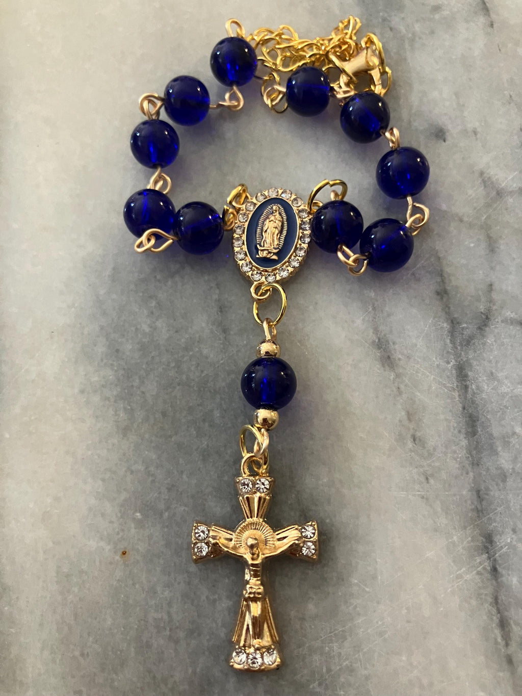 Religious Gift Idea Handmade One Decade Car Rosary for rearview mirror