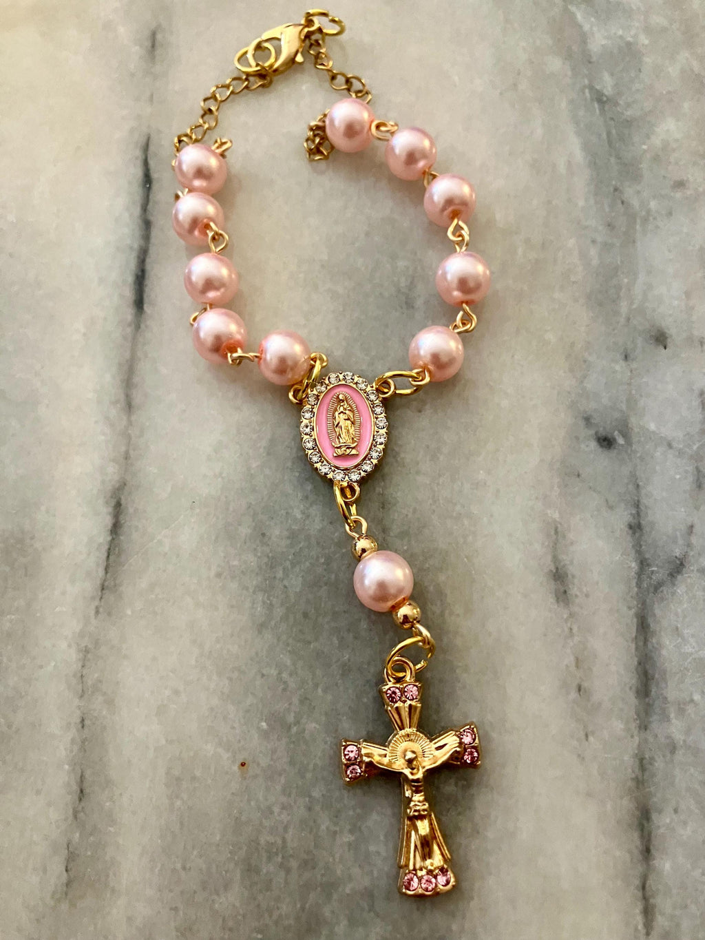 Religious Gift Idea Handmade One Decade Car Rosary for rearview mirror