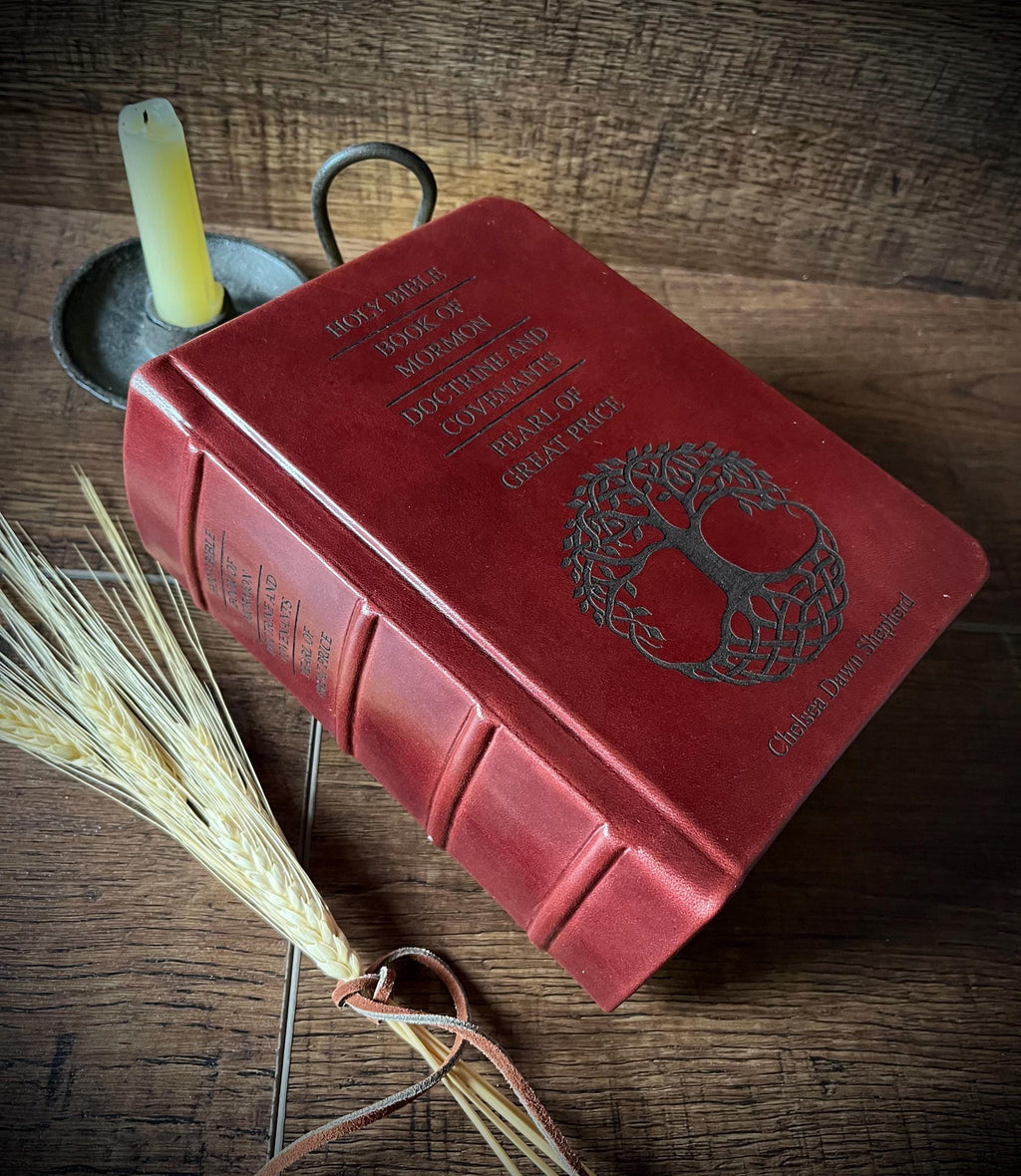 LDS Quad Leather Book of Mormon Triple Combination Holy Bible Leather LDS Scriptures Gift for Missionary Gift Called to Serve Come Follow Me