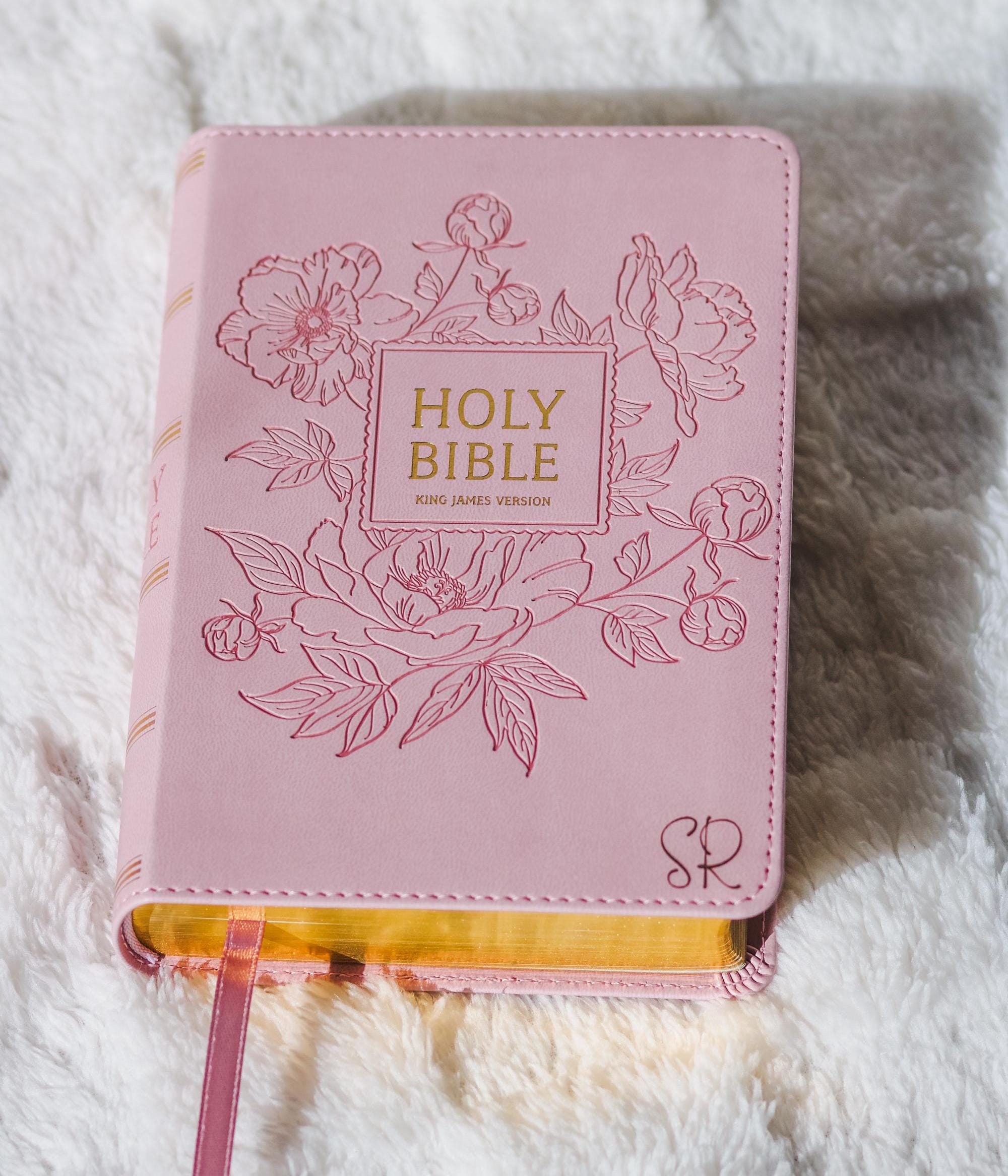 Custom Name Pink Bible with Name Engraved Customized Bible Gift for Women Bible Study Gift KJV Engraved Bible Gift for Christian Women