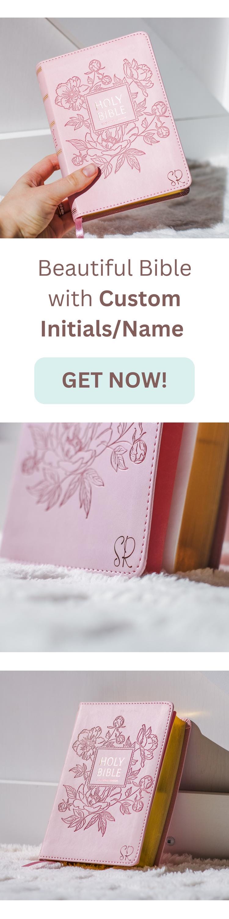 Custom Name Pink Bible with Name Engraved Customized Bible Gift for Women Bible Study Gift KJV Engraved Bible Gift for Christian Women