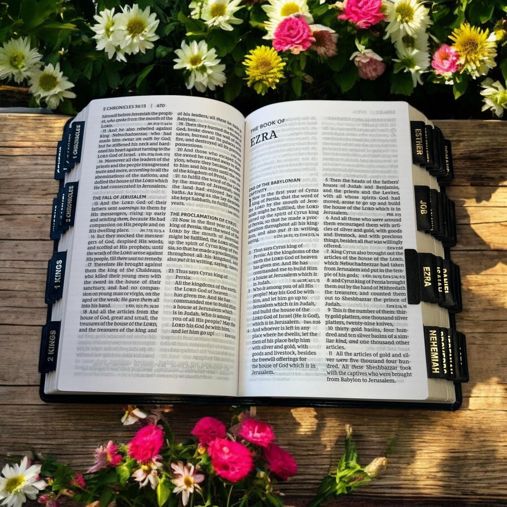 Custom Black NKJV Tabbed BIBLE with Tabs Christian Gift for Him Dad Men Her Women Confirmation Communion Baptism Catholic Wedding Birthday