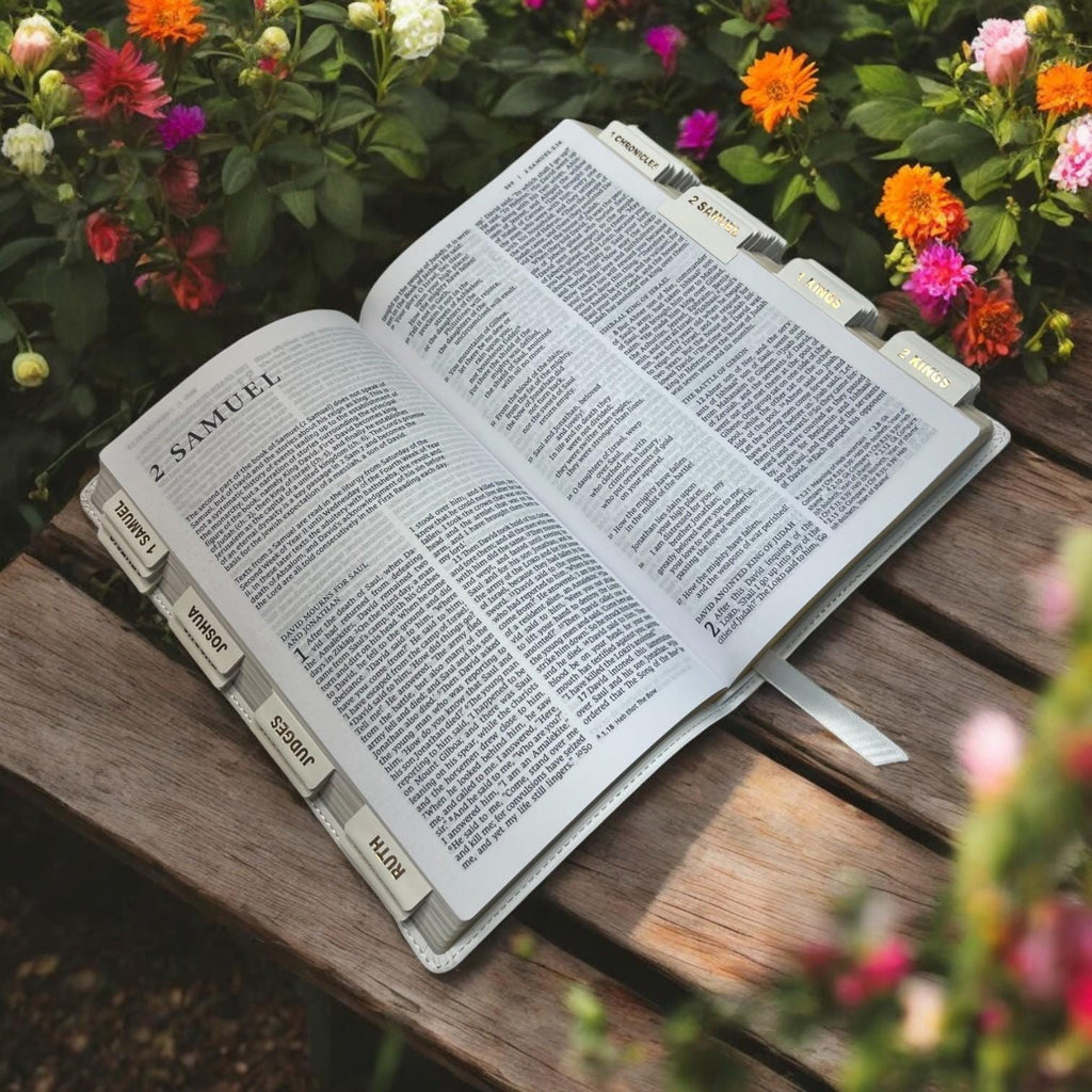 Custom White NRSV Tabbed BIBLE with Tabs Catholic Gift for Her Mom Women Girls Men Him Boys Confirmation Baptism Communion Birthday Grandpa