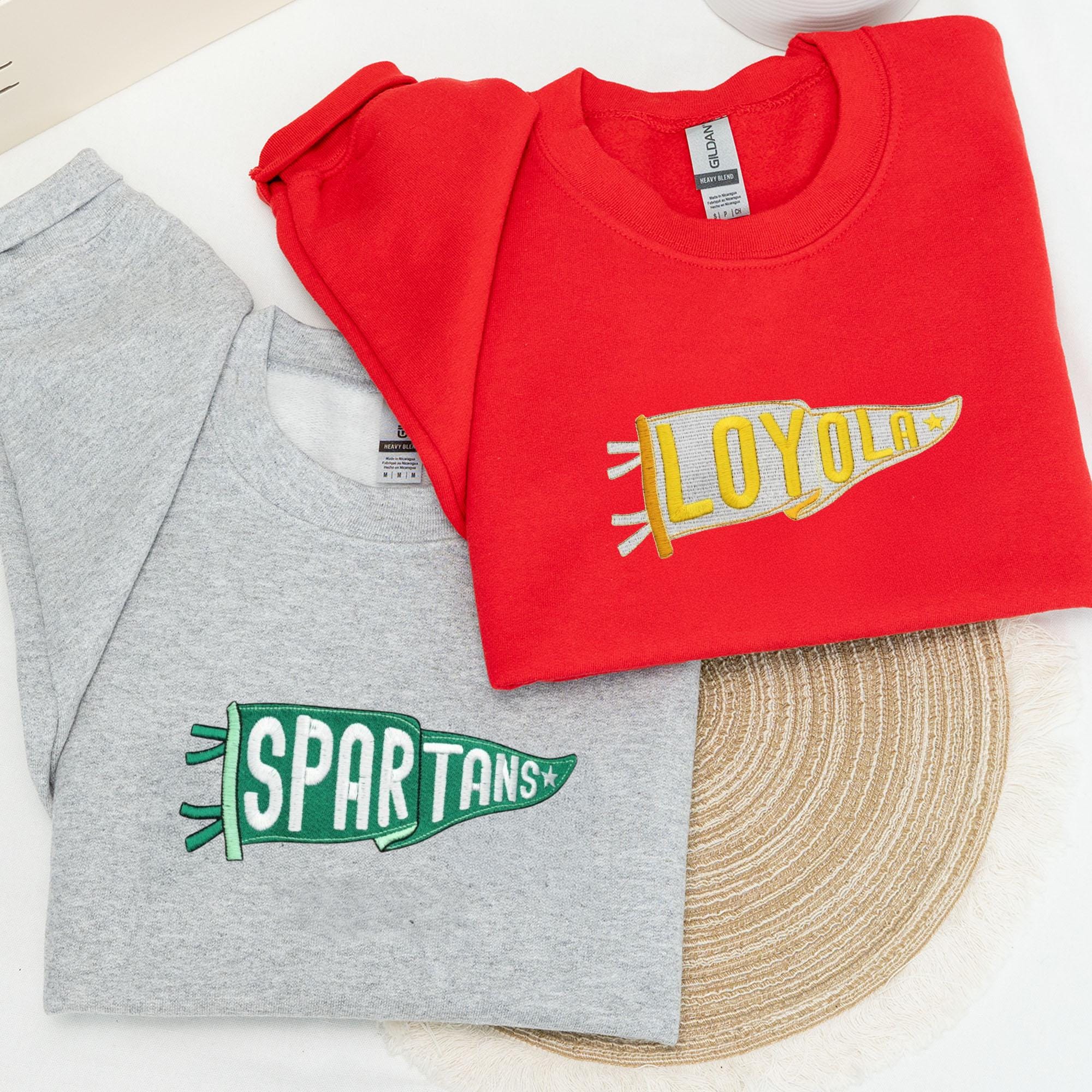 Pennant Hoodie, Personalized Embroidered Pennant Sweatshirt, Custom High School College Sport Team Shirt, Game Day Shirt, Gift For Friend