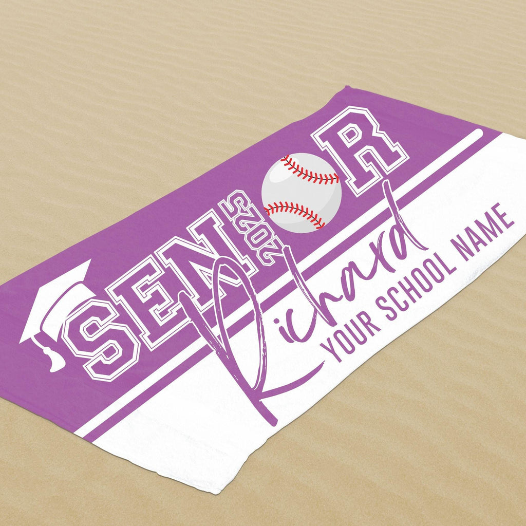 Personalized 2025 Senior Night Sport Beach Towel with Name and School, Custom Grad Towel, All Sport Team Gift, High School College Grad Gift