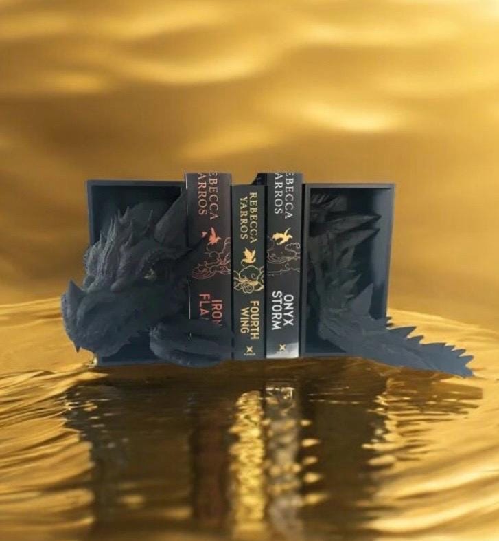 Tairn Dragon Book Nook 3d Printed Fantasy Bookshelf Bookish Fourth Wing Iron Flame Onyx Storm