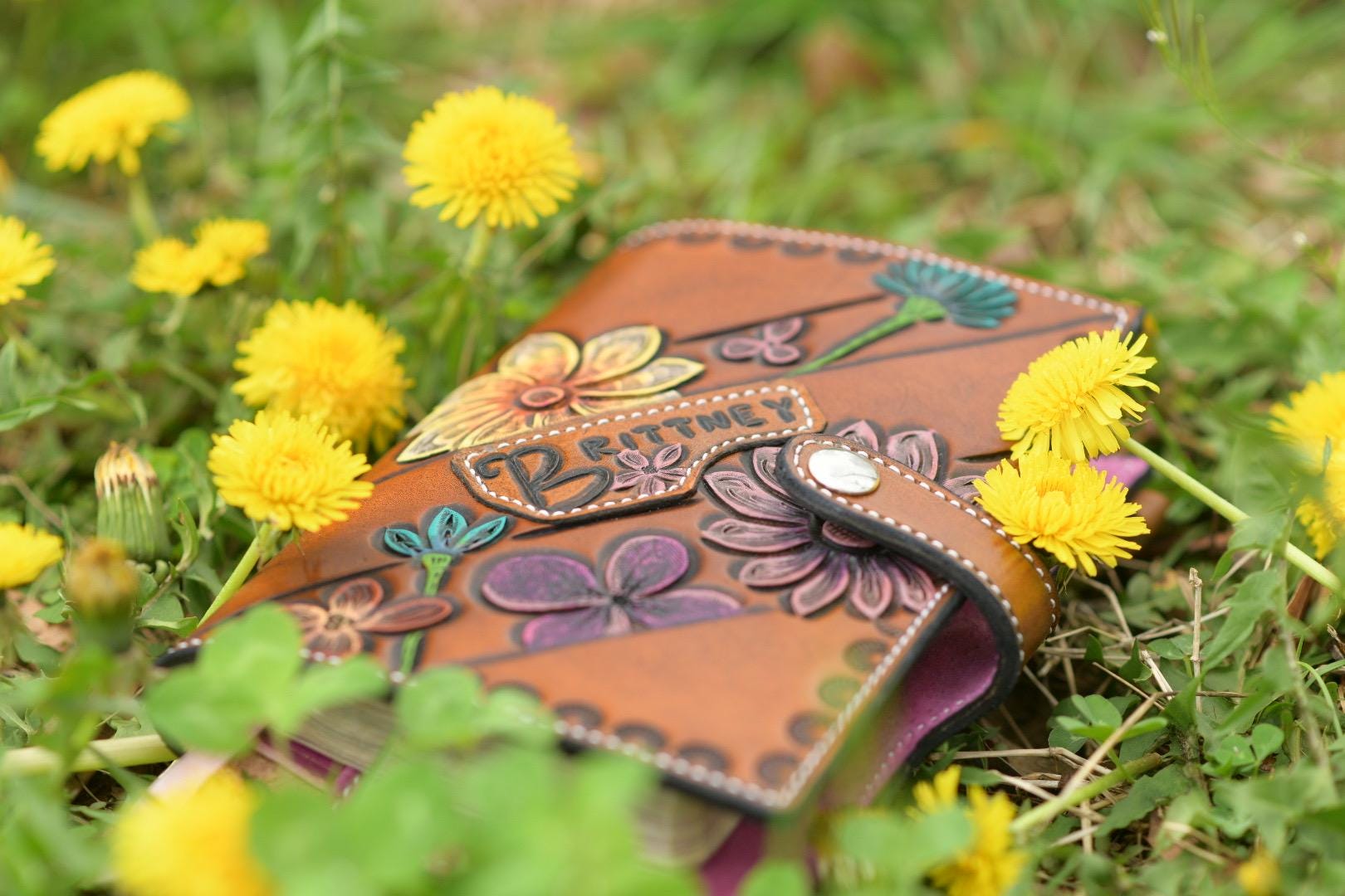 Customizable Hand-Tooled Leather Bible cover