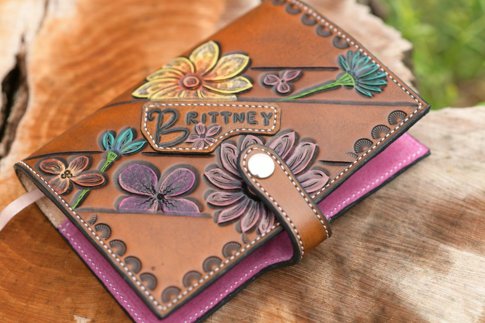 Customizable Hand-Tooled Leather Bible cover