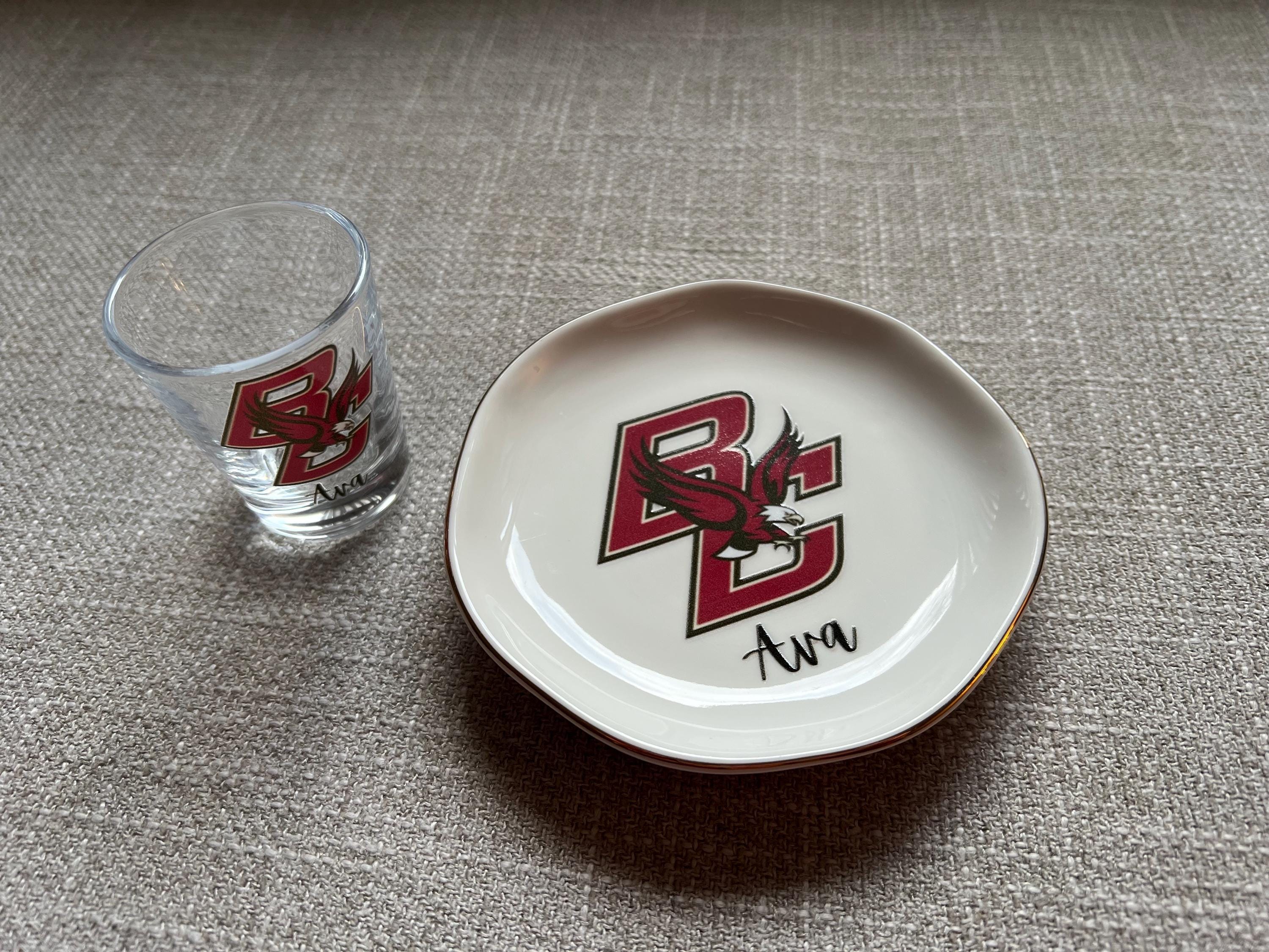 Personalized college shot glass. Custom shot glasses. Customized with college logo/mascot & name. College merch. All colleges available!