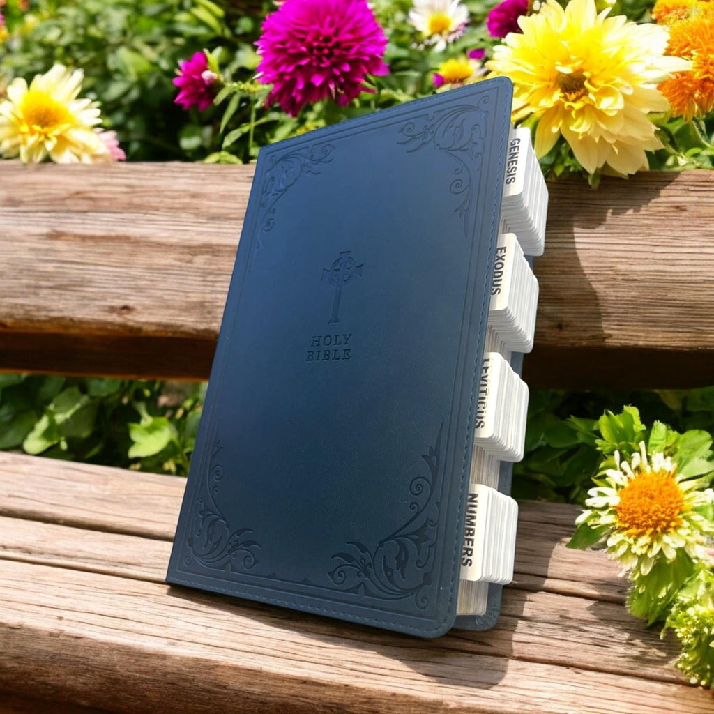 Custom Blue NRSV Tabbed BIBLE with Tabs Catholic Gift for Him Dad Men Boys Her Mom Women Confirmation Baptism Communion Wedding Birthday Son