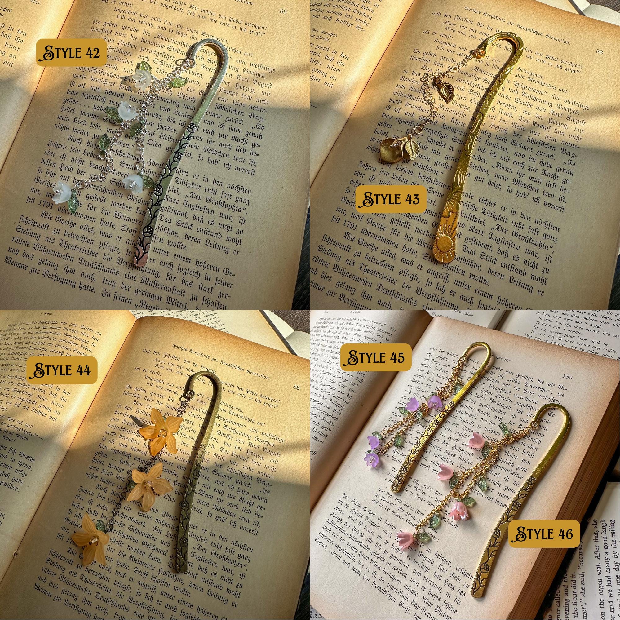 Flower bookmark Multiple colors available charm Metal bookmark Page marker bookmark charm Fairycore Floral Bookish gifts Book accessories