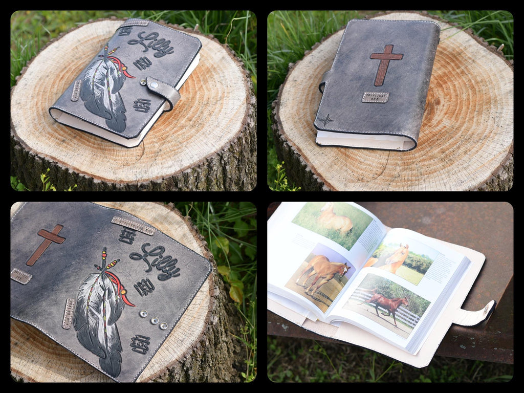 Customizable Hand-Tooled Leather Bible cover