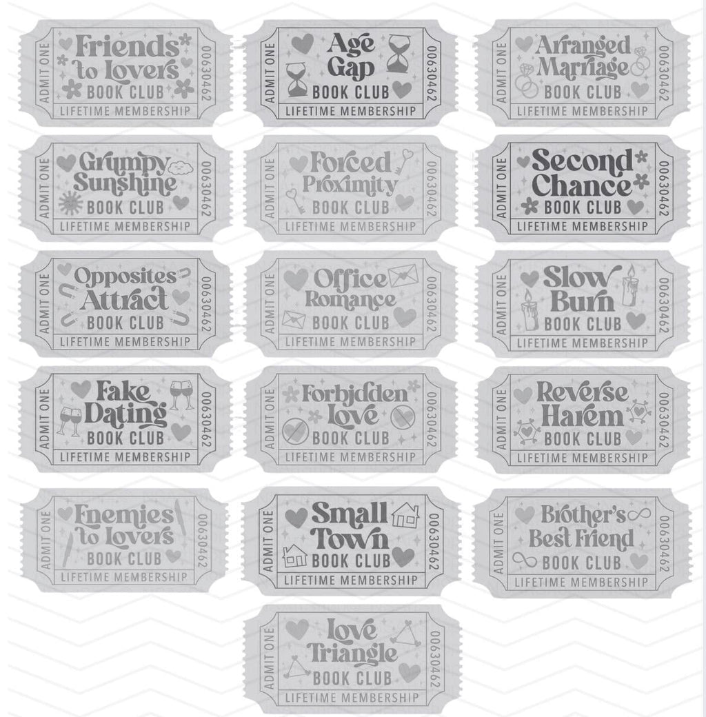 Bookish Ticket | Bookclub Ticket | Bookshelf Decor | Bookish Decor | Romance Books | Bookworm | Book Lover