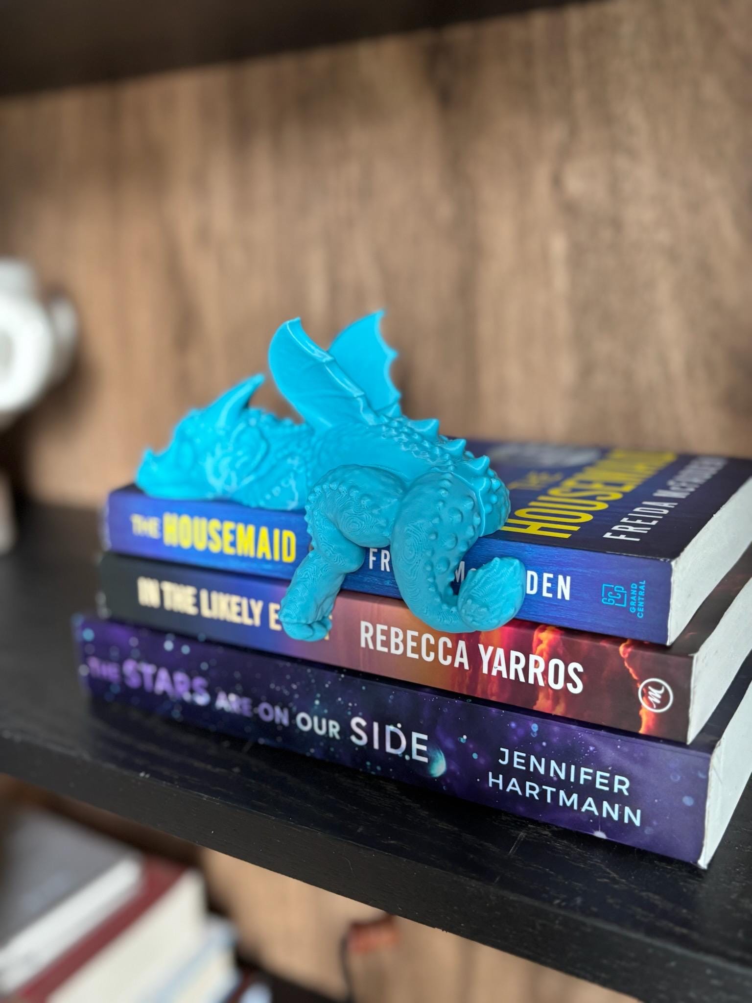 Sleeping Bookshelf Dragon | Empyrean Series, Fourth Wing Decor | 3D Printed Gift, Good Reads, Adorable Cute Decoration, Bookis