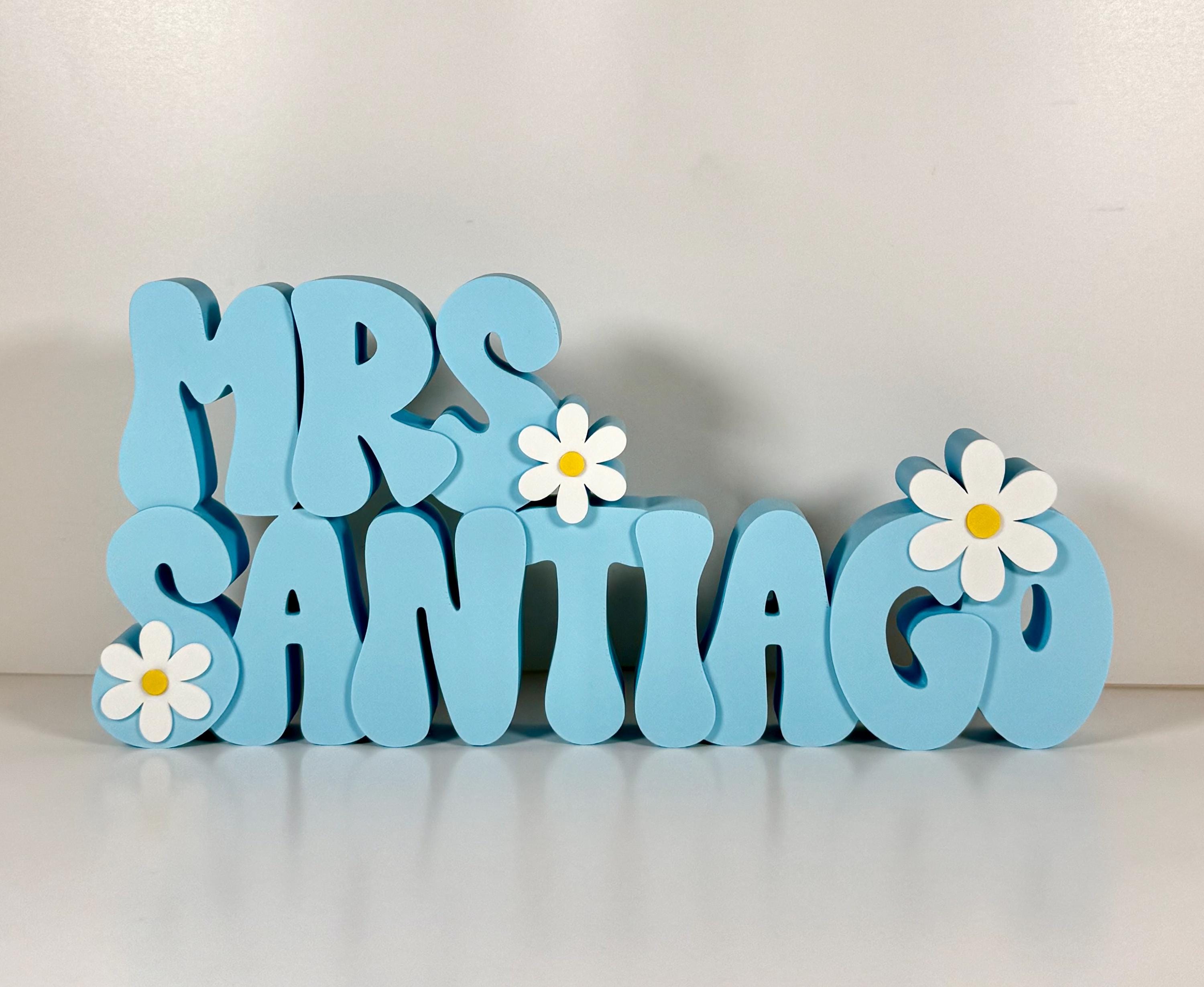 Personalized Teacher Name Plate, Daisy, Teacher Name Sign, Retro Name Sign, Groovy Name Plate, Teacher Gift, Daycare Gift, Office Name Plate