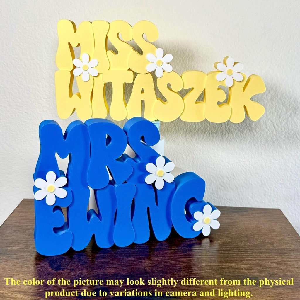 Personalized Teacher Name Plate, Daisy, Teacher Name Sign, Retro Name Sign, Groovy Name Plate, Teacher Gift, Daycare Gift, Office Name Plate