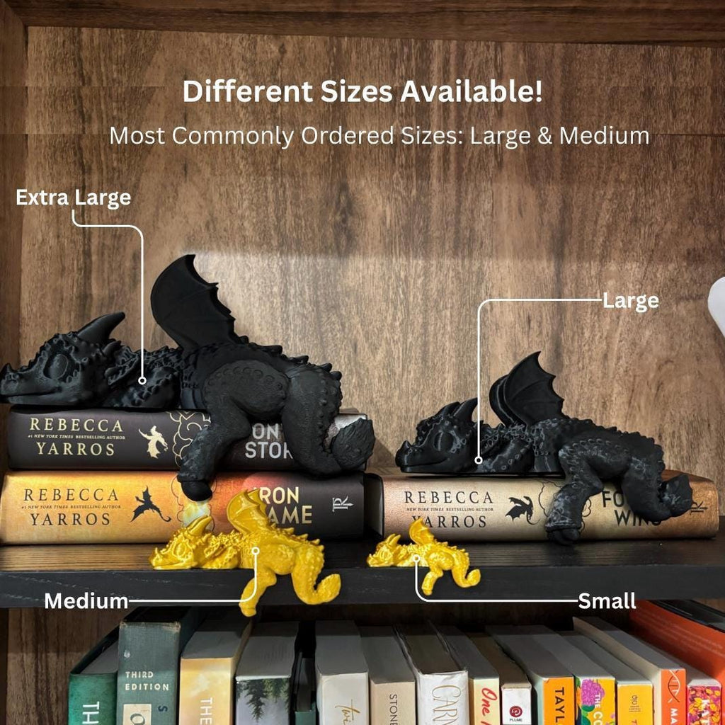Sleeping Bookshelf Dragon | Empyrean Series, Fourth Wing Decor | 3D Printed Gift, Good Reads, Adorable Cute Decoration, Bookis