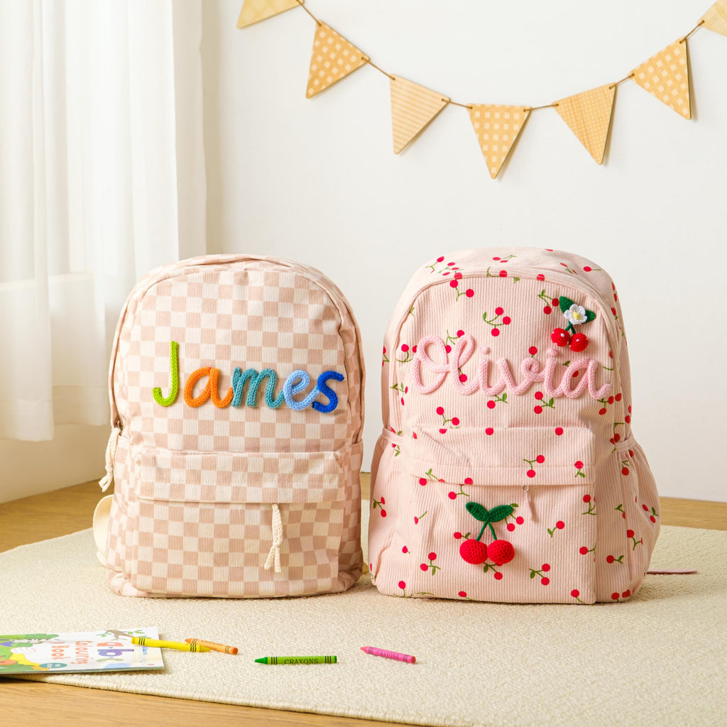 Personalized Kids Backpack & Lunch Bag, First Day of School Gift, Bag With Name, Toddler Backpack, Corduroy Bag, Birthday Gift, Daycare Bag