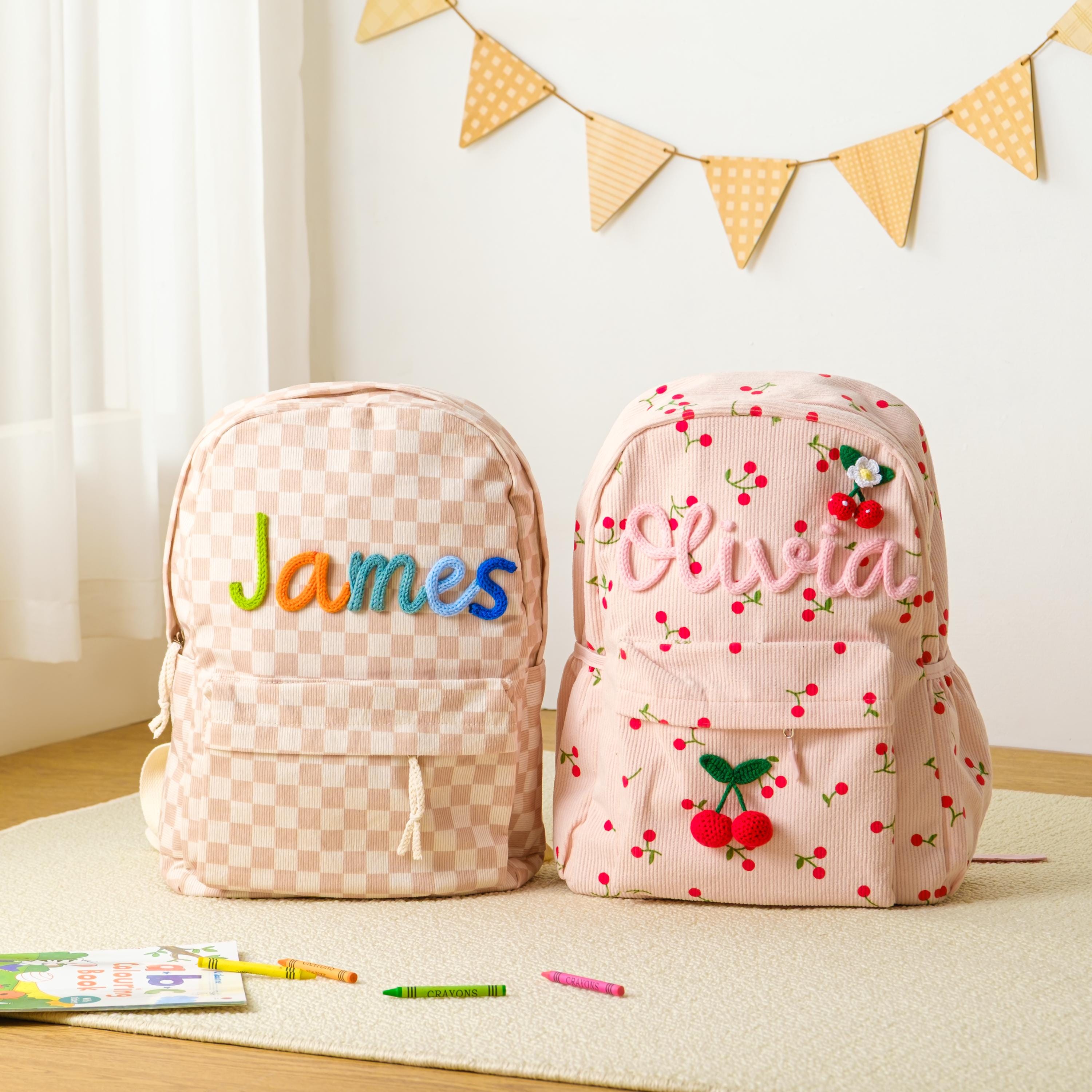 Personalized Kids Backpack & Lunch Bag, First Day of School Gift, Bag With Name, Toddler Backpack, Corduroy Bag, Birthday Gift, Daycare Bag