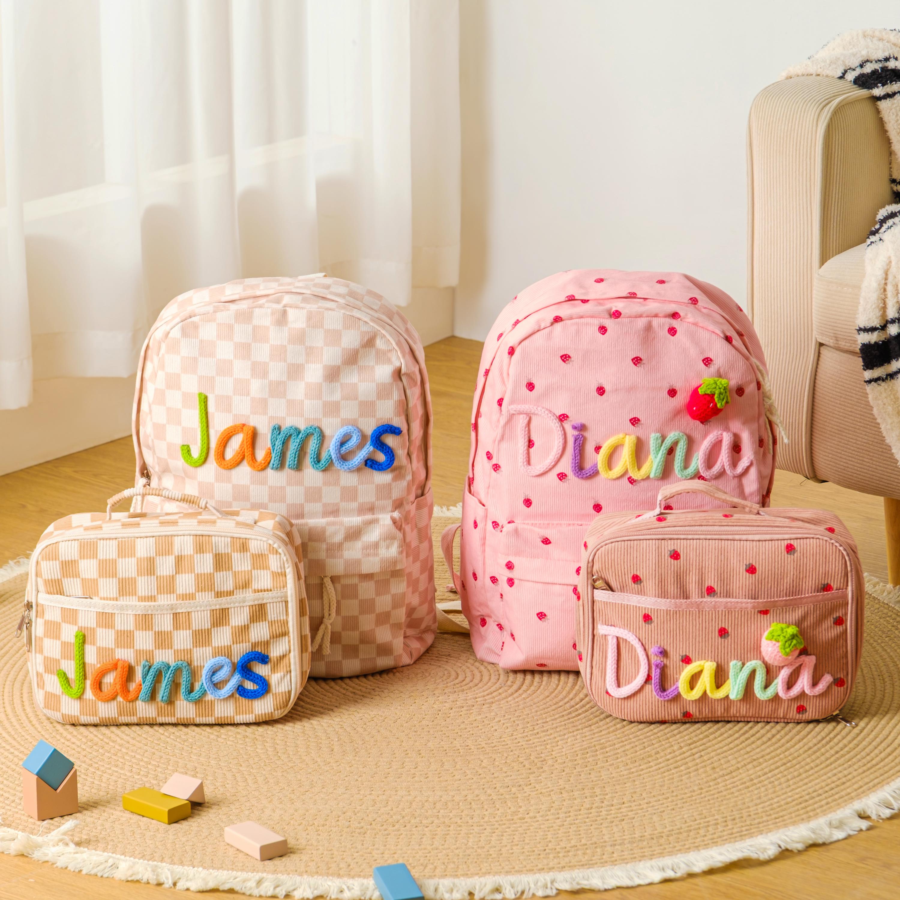 Personalized Kids Backpack & Lunch Bag, First Day of School Gift, Bag With Name, Toddler Backpack, Corduroy Bag, Birthday Gift, Daycare Bag