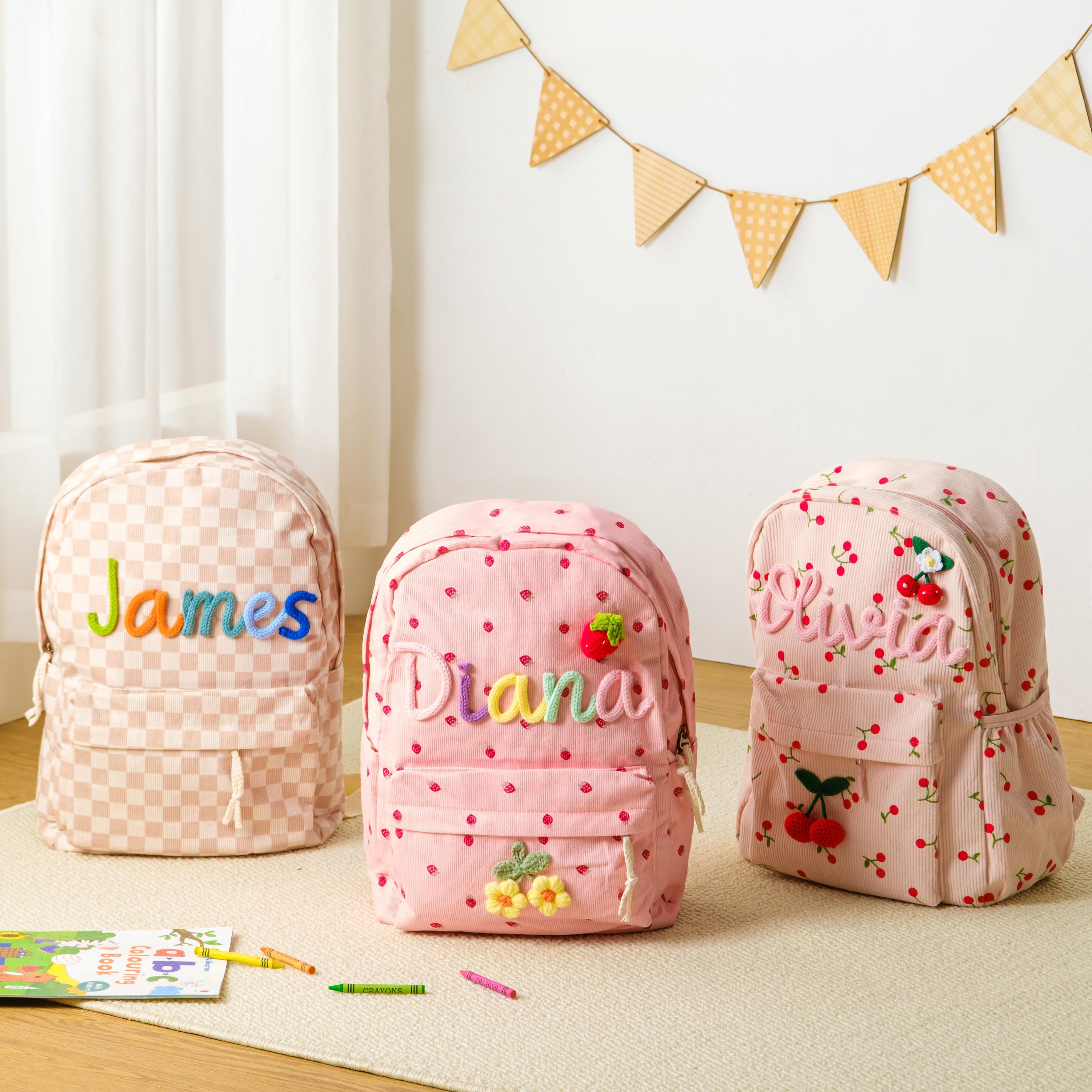 Personalized Kids Backpack & Lunch Bag, First Day of School Gift, Bag With Name, Toddler Backpack, Corduroy Bag, Birthday Gift, Daycare Bag