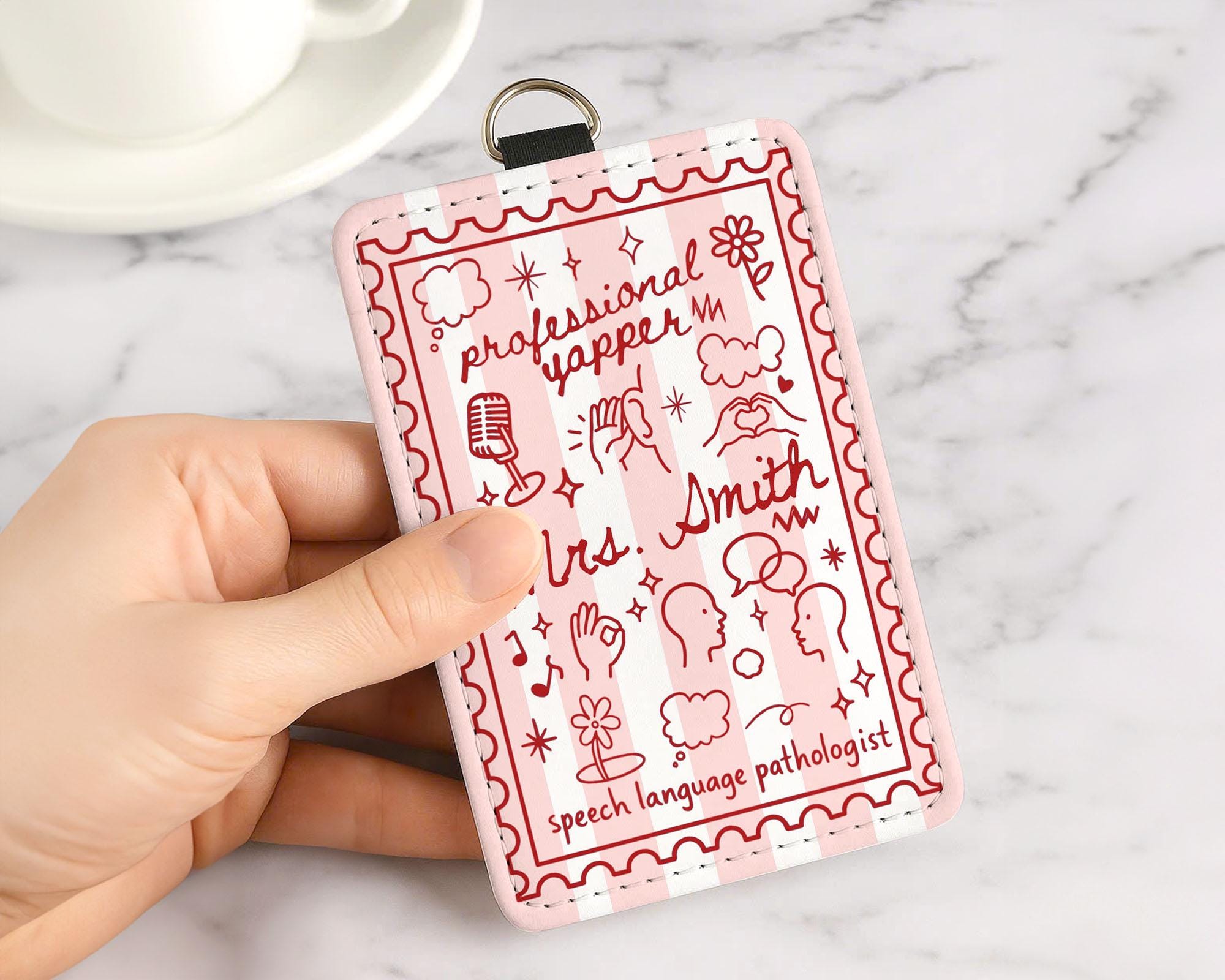 Custom Teacher ID Badge Holder, Teacher Gifts, Back To School Gift, Speech Therapy Gift, SLP, Lanyard Accessories, Teacher Appreciation Gift