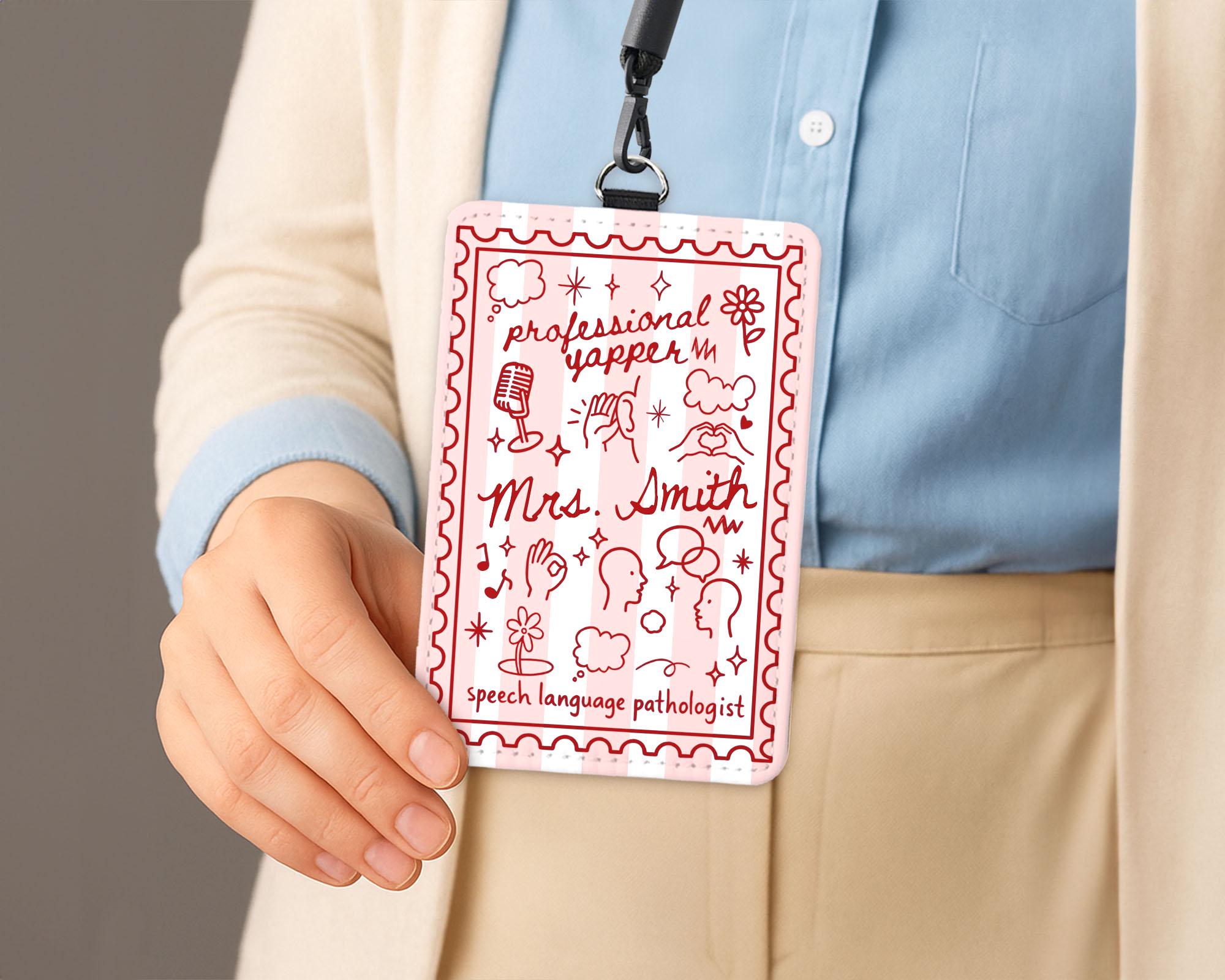 Custom Teacher ID Badge Holder, Teacher Gifts, Back To School Gift, Speech Therapy Gift, SLP, Lanyard Accessories, Teacher Appreciation Gift